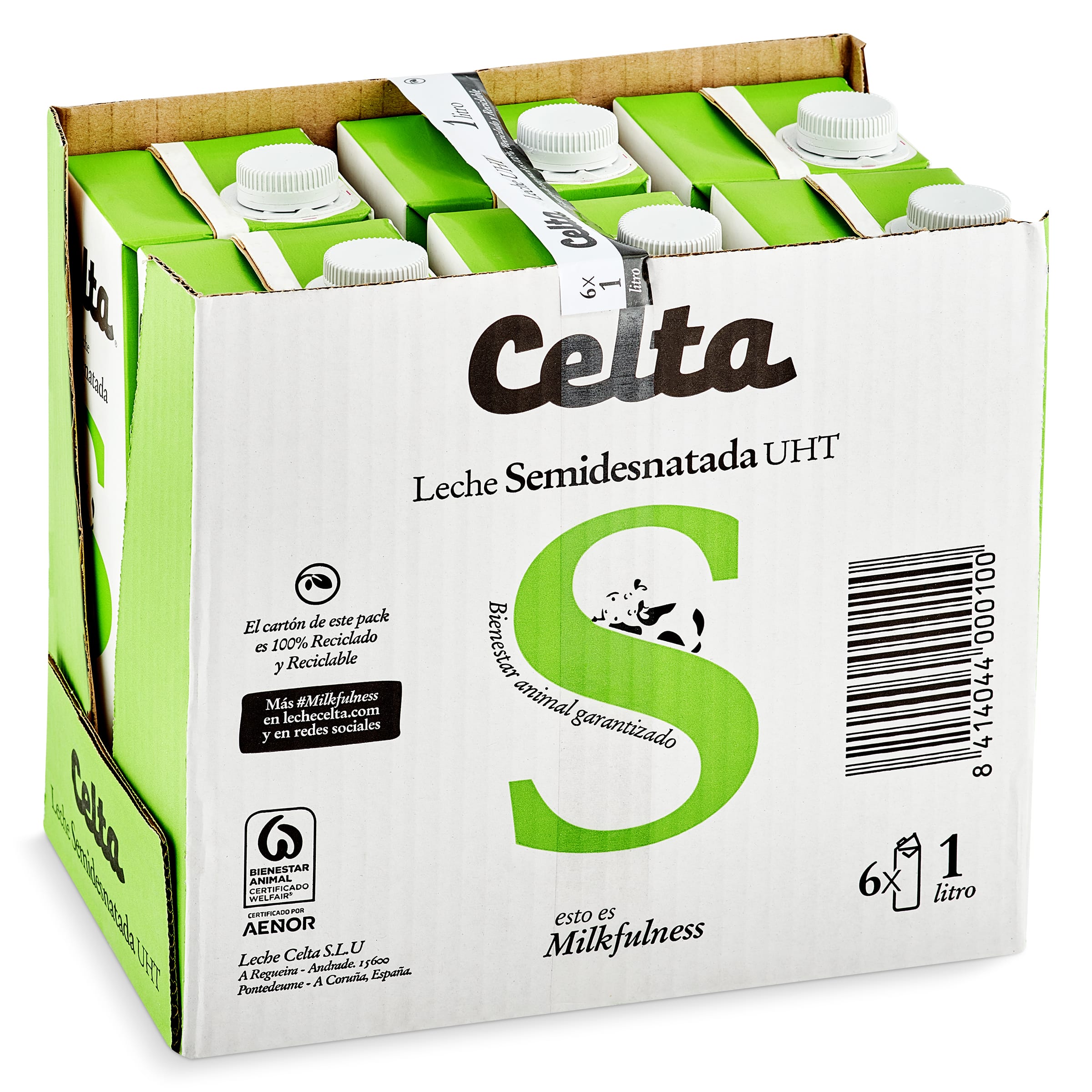 Leche semidesnatada Celta pack 6 x 1 l