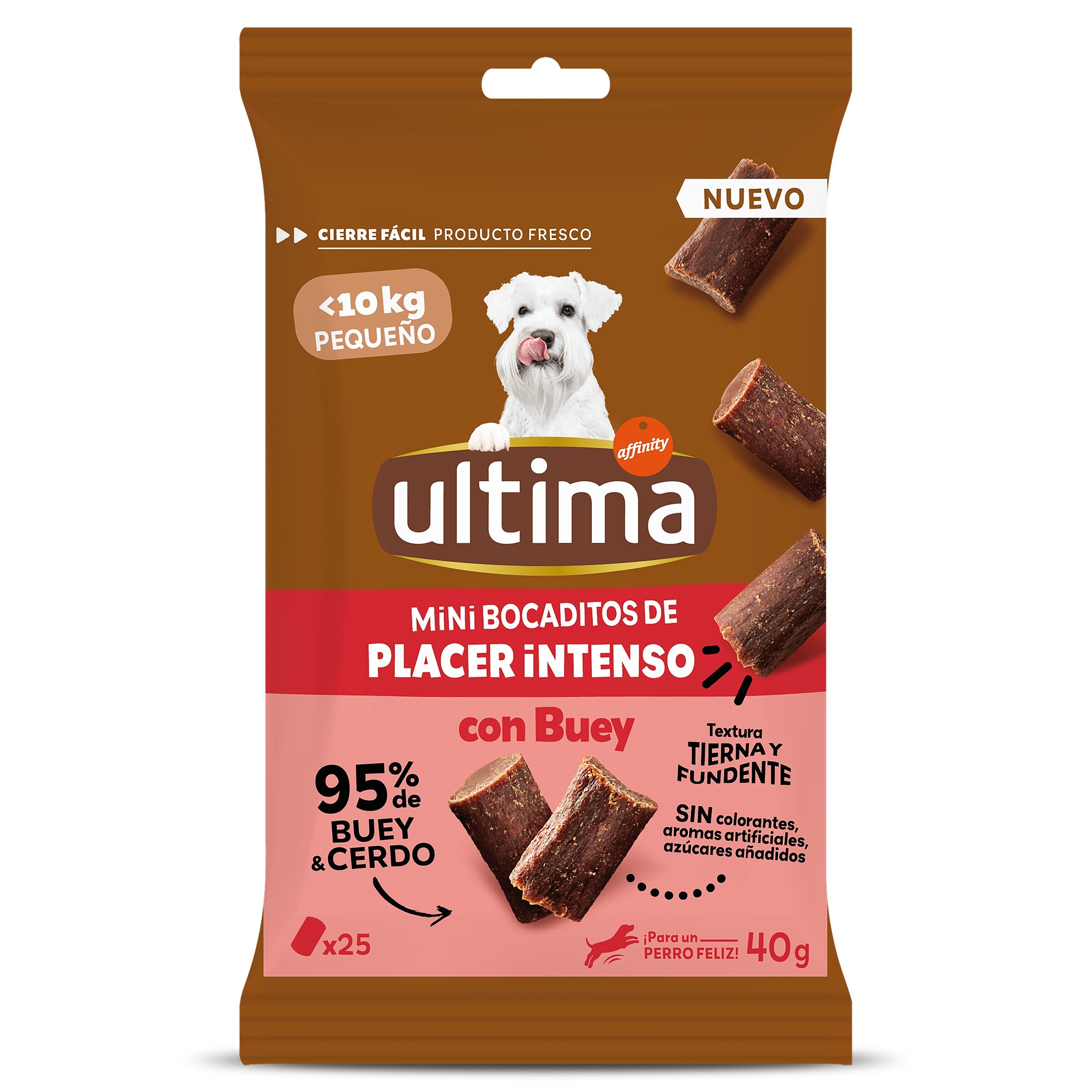 Snack para perros con buey Ultima bolsa 40 g