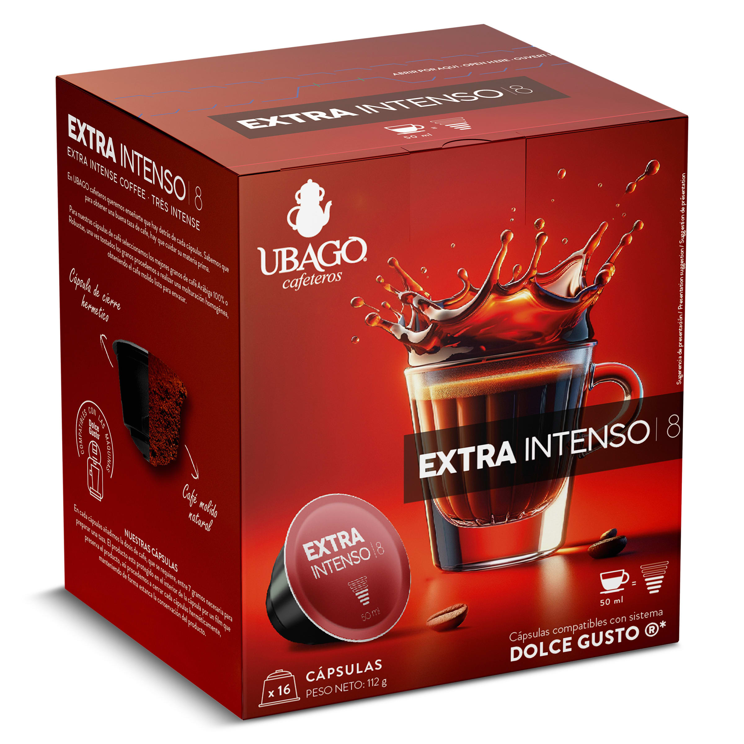 Café en cápsulas extra intenso Ubago caja 16 unidades