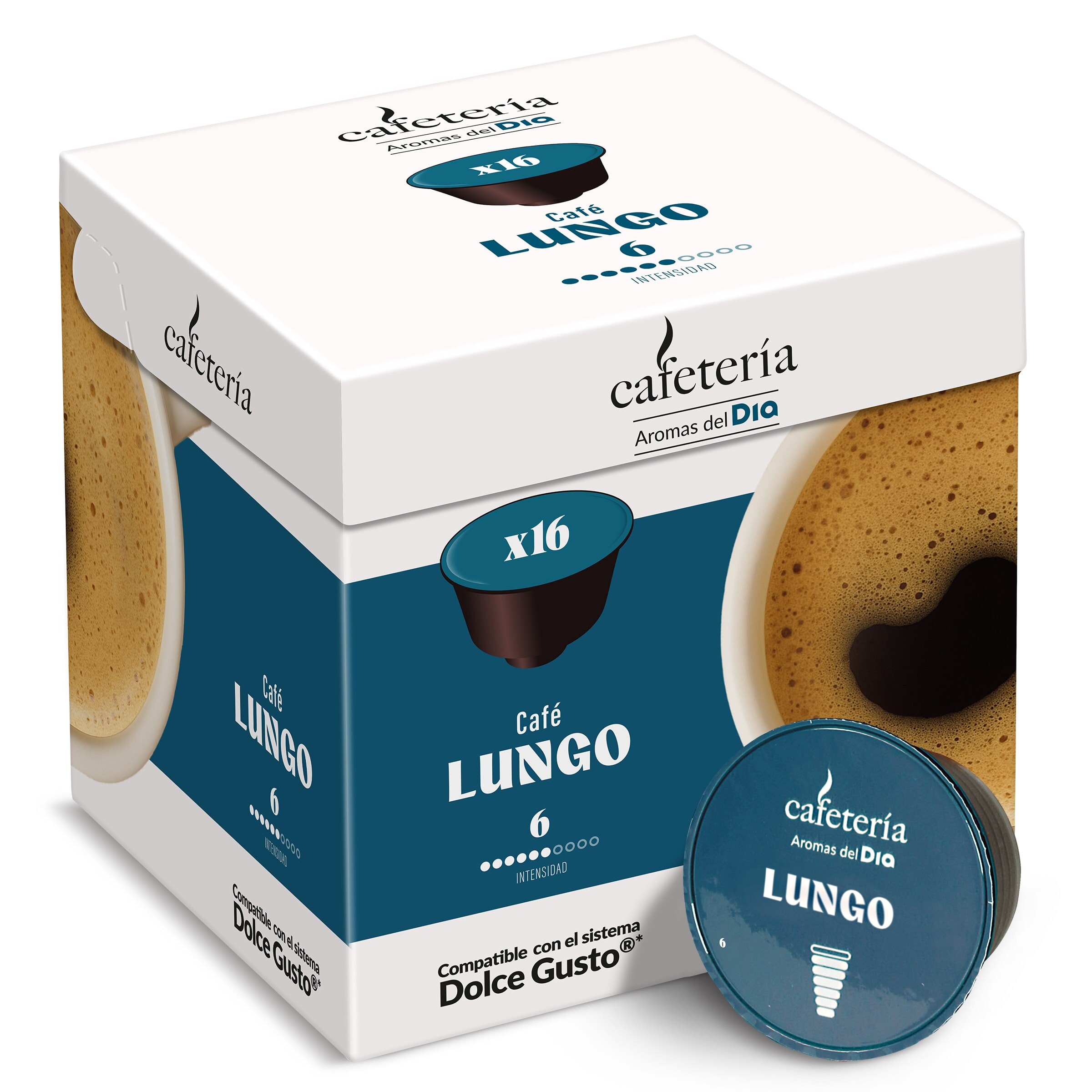 Café en cápsulas lungo Cafetería de Dia caja 16 unidades
