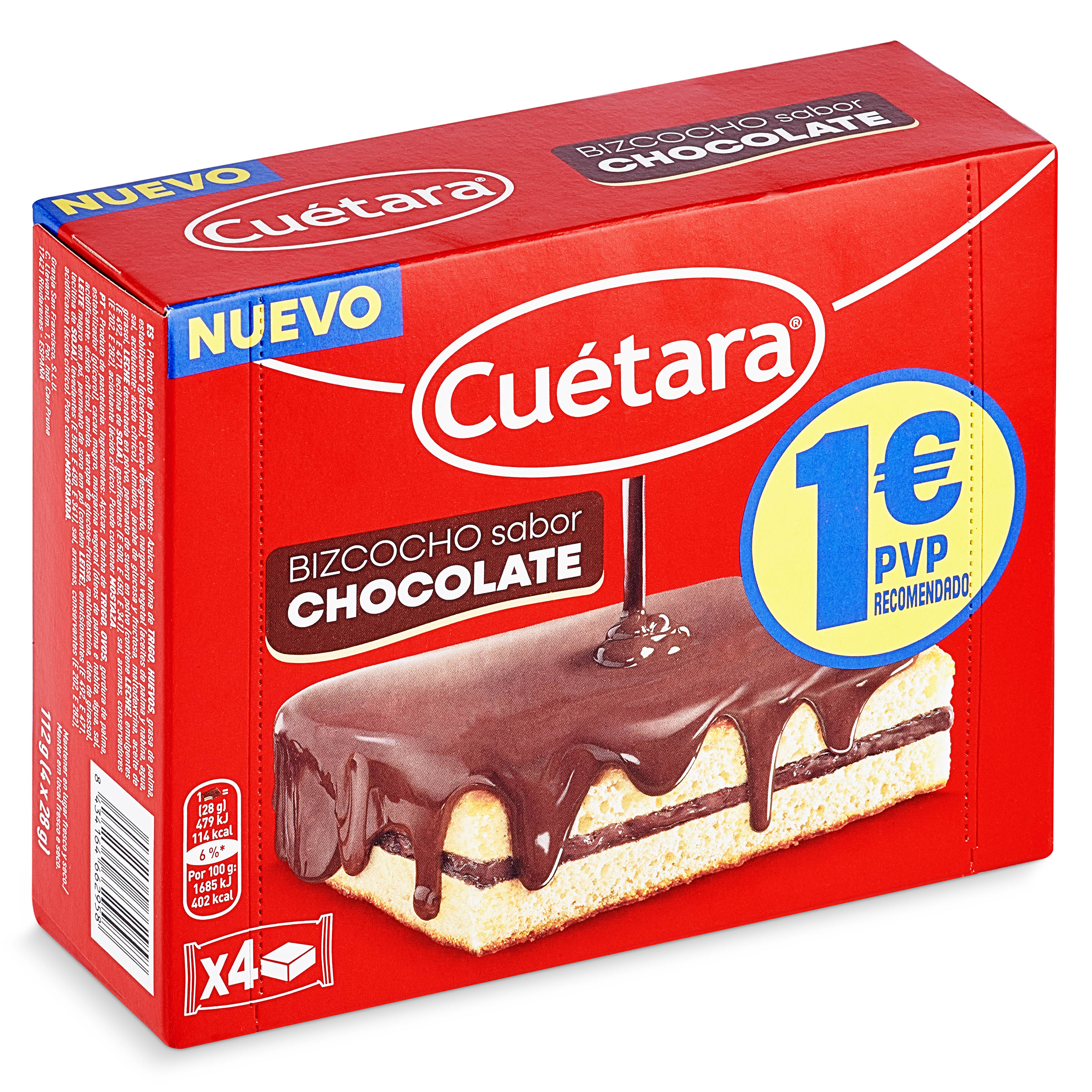 Bizcocho sabor chocolate Cuétara caja 112 g