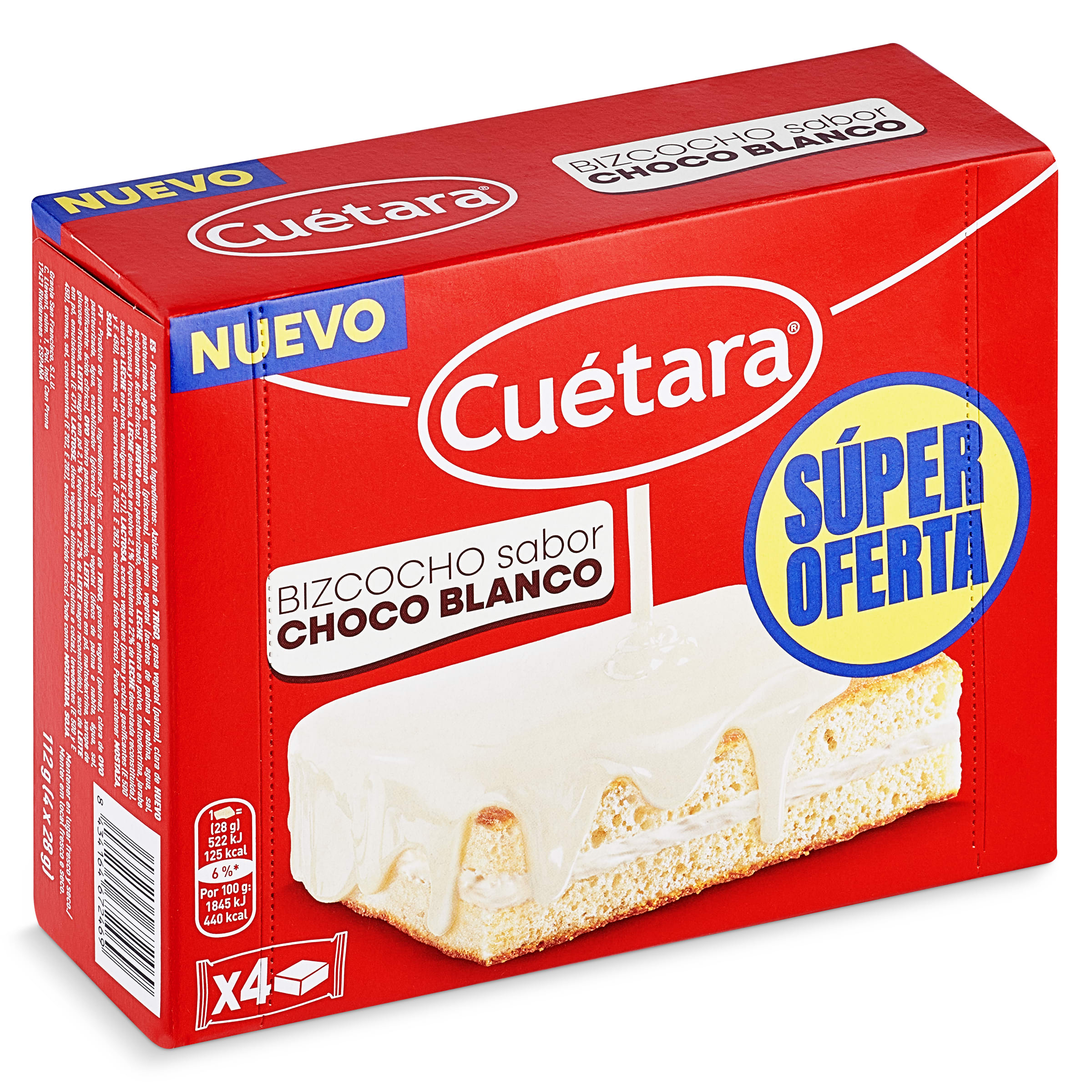 Bizcocho sabor chocolate blanco Cuétara caja 112 g