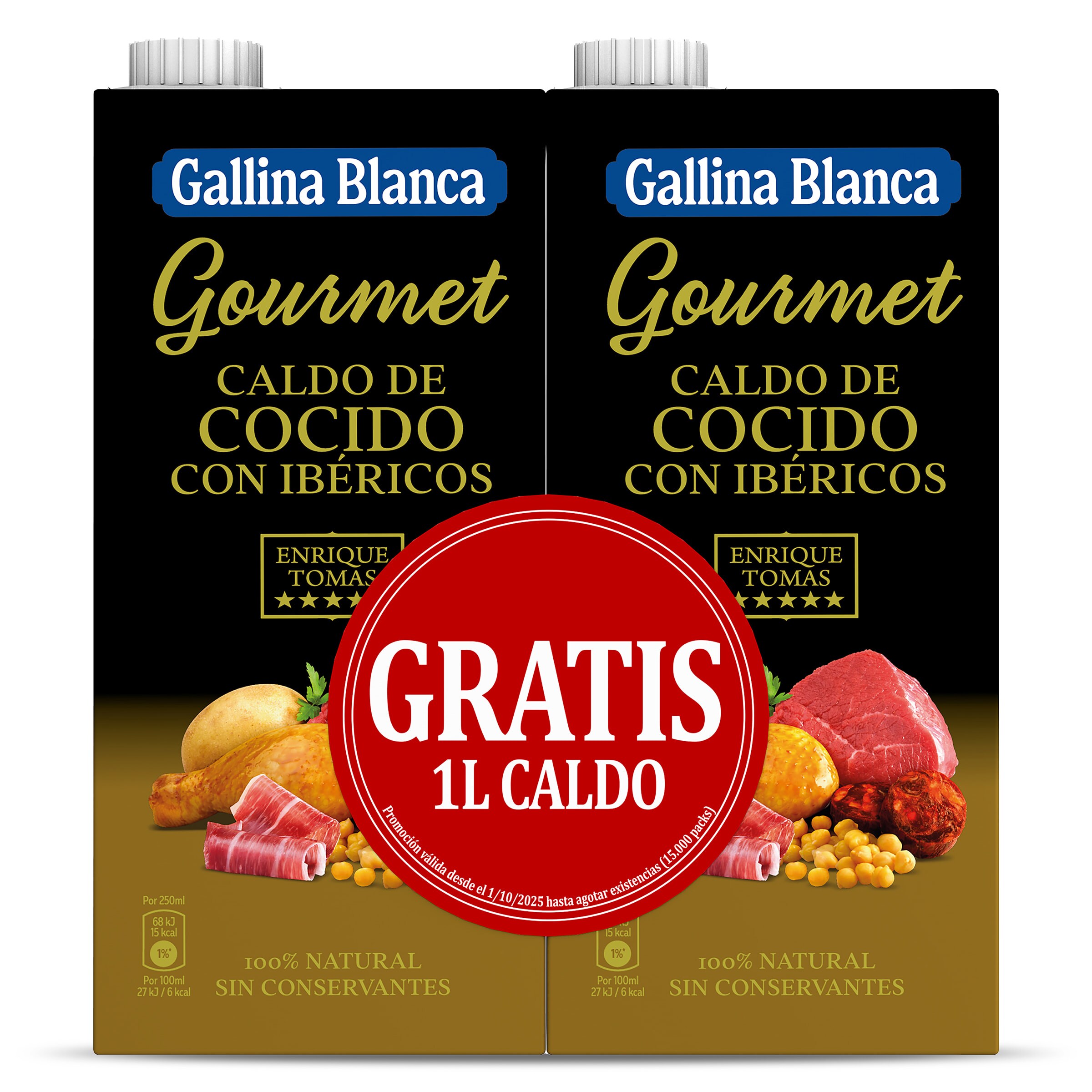Caldo gourmet de cocido Gallina Blanca brik 2 x 1 L