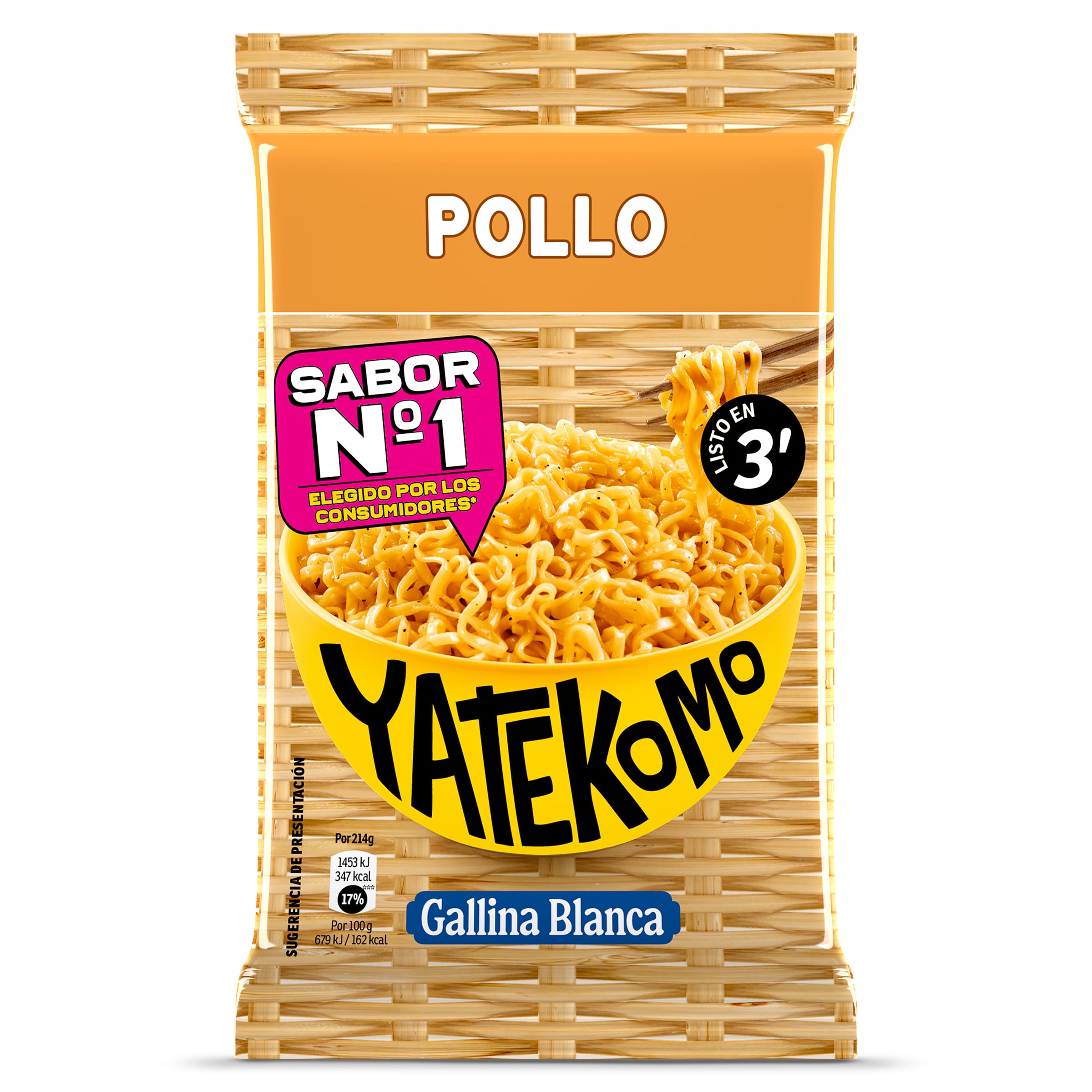 Fideos orientales pollo Gallina Blanca Yatekomo bolsa 79 g