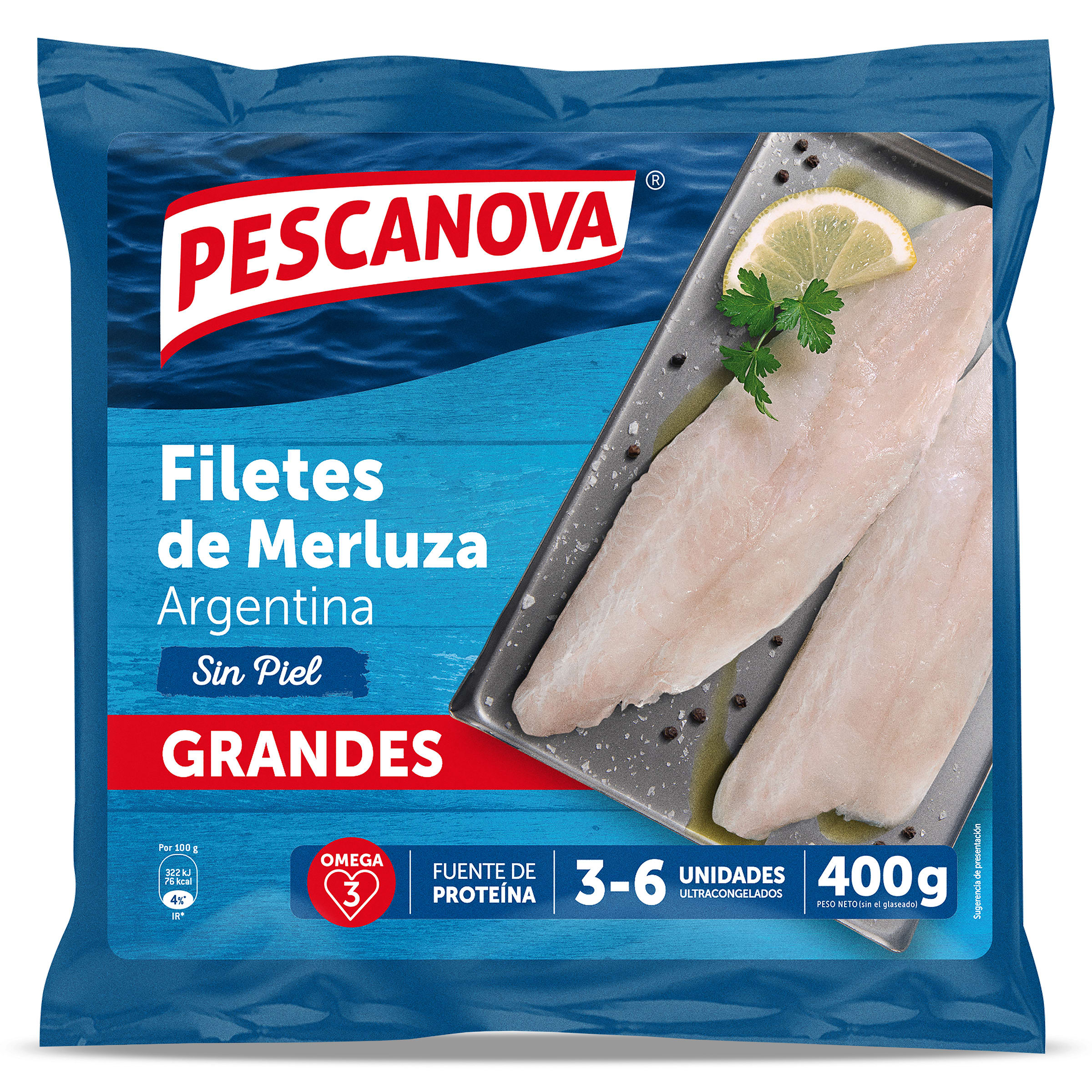 Filetes de merluza Argentina sin piel Pescanova bolsa 400 g