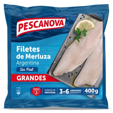 Filetes de merluza Argentina sin piel grandes Pescanova 400 g-0 Filetes de merluza Argentina sin piel grandes Pescanova 400 g-0