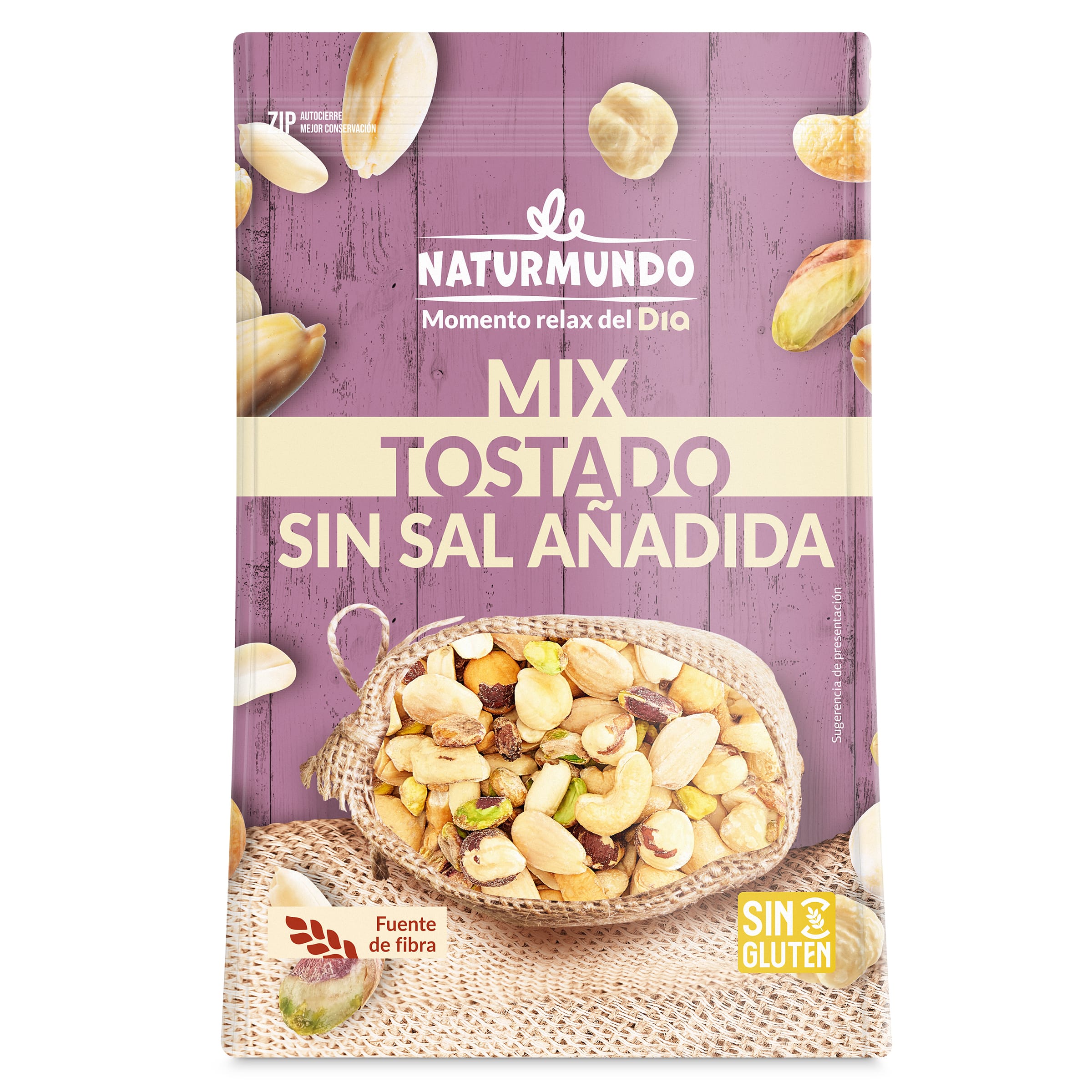 Mix de frutos secos tostados sin sal añadida Naturmundo de Dia bolsa 150 g
