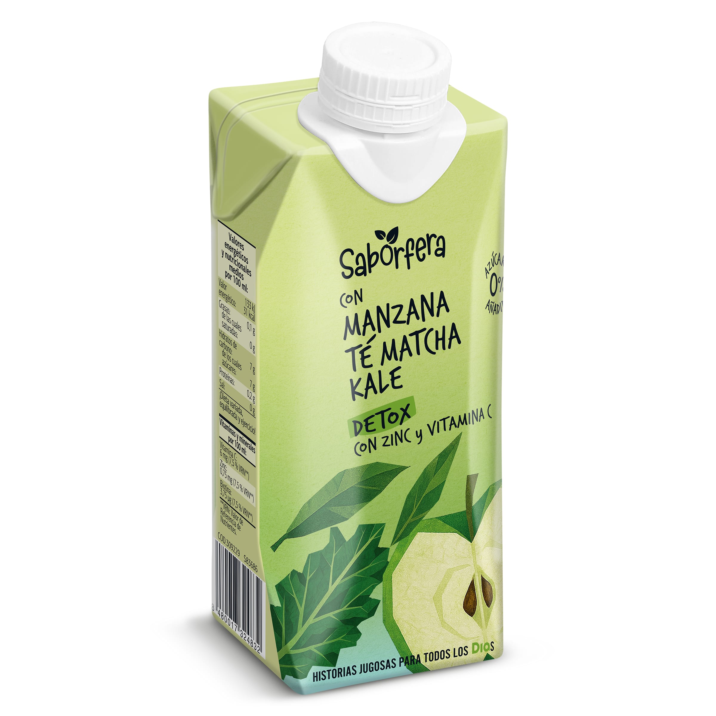 Bebida de zumo con té matcha detox Dia Saborfera 330 ml