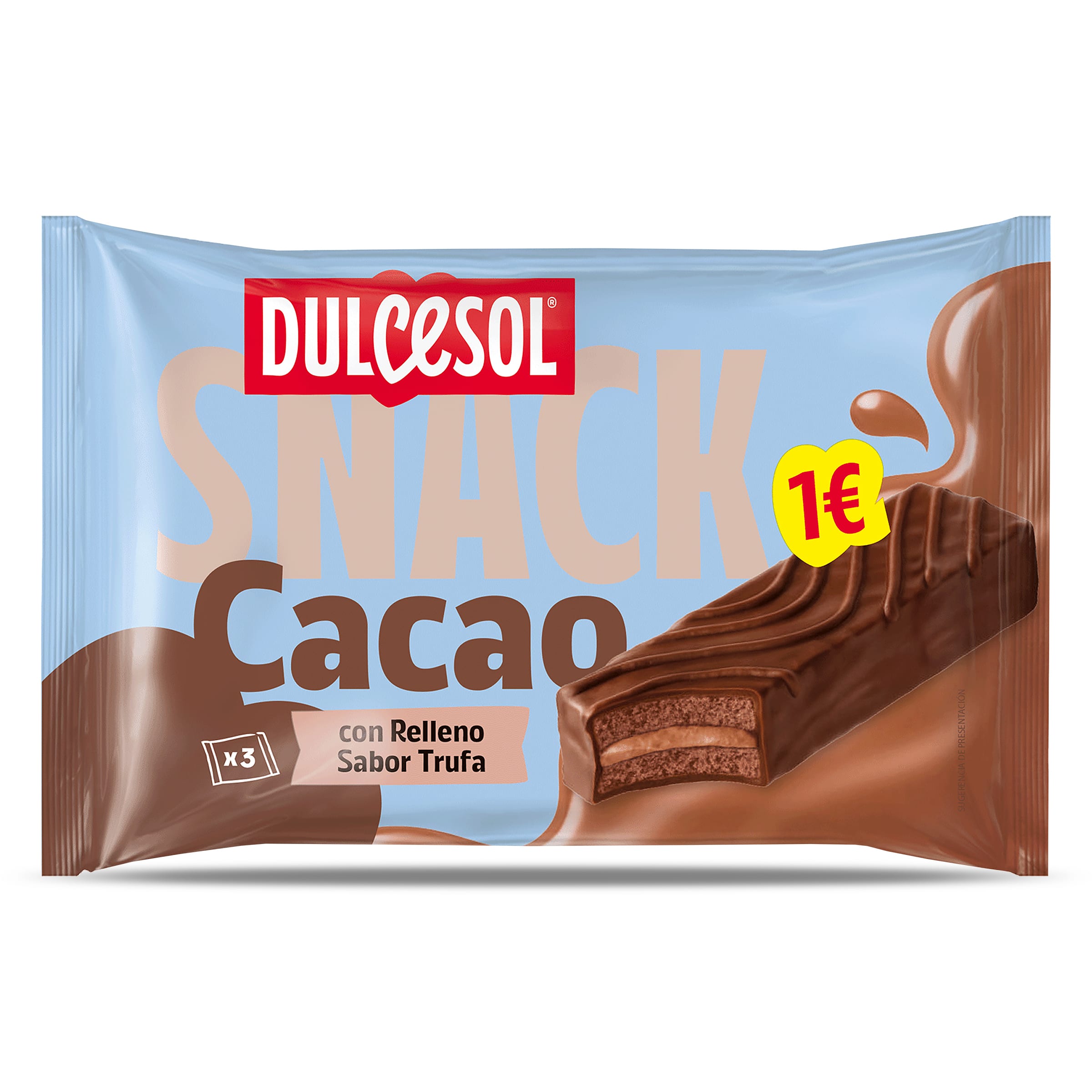 Cuadrados de cacao relleno sabor trufa Dulcesol bolsa 114 g