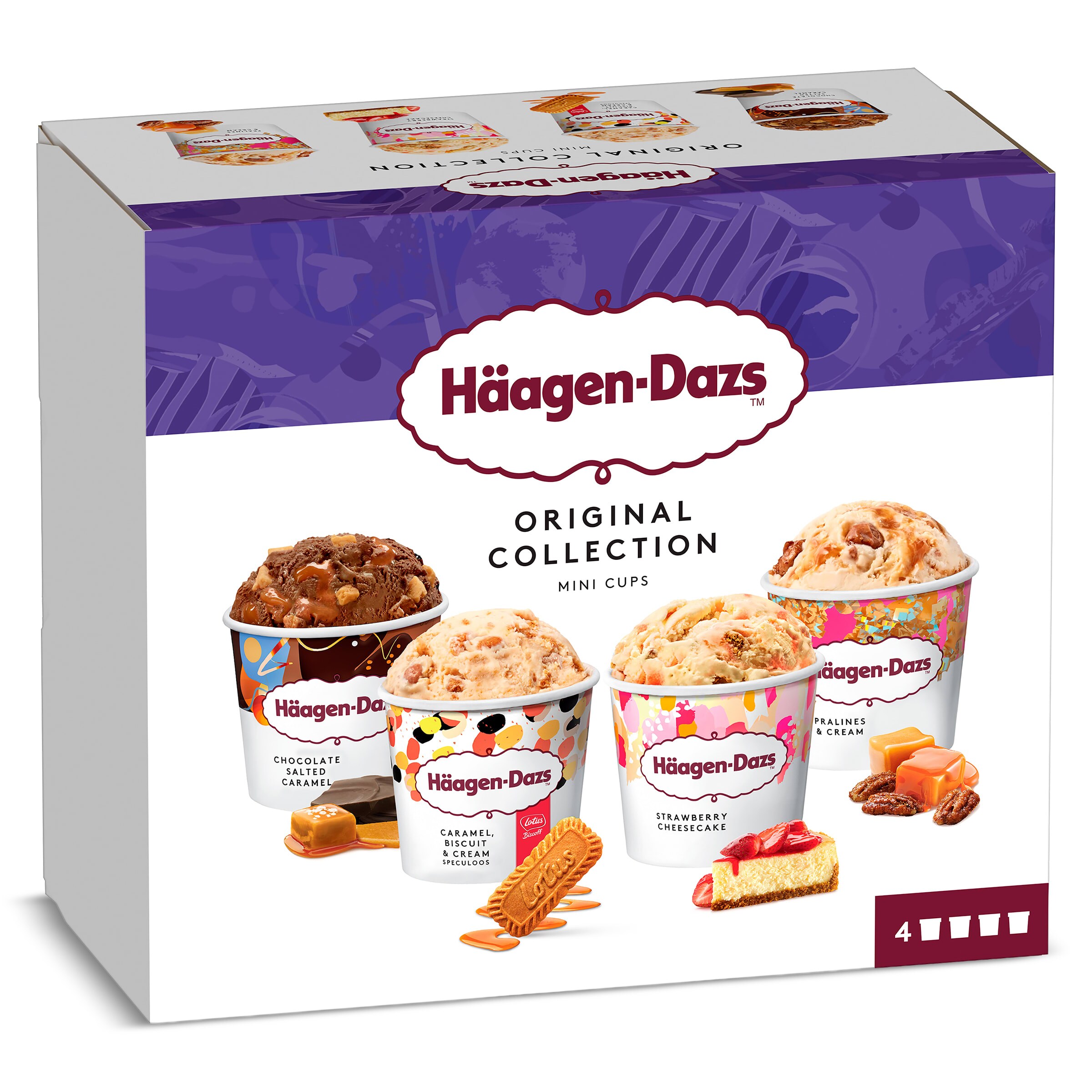 Helado original collection mini cups 4 unidades Haagen Dazs caja 326 g