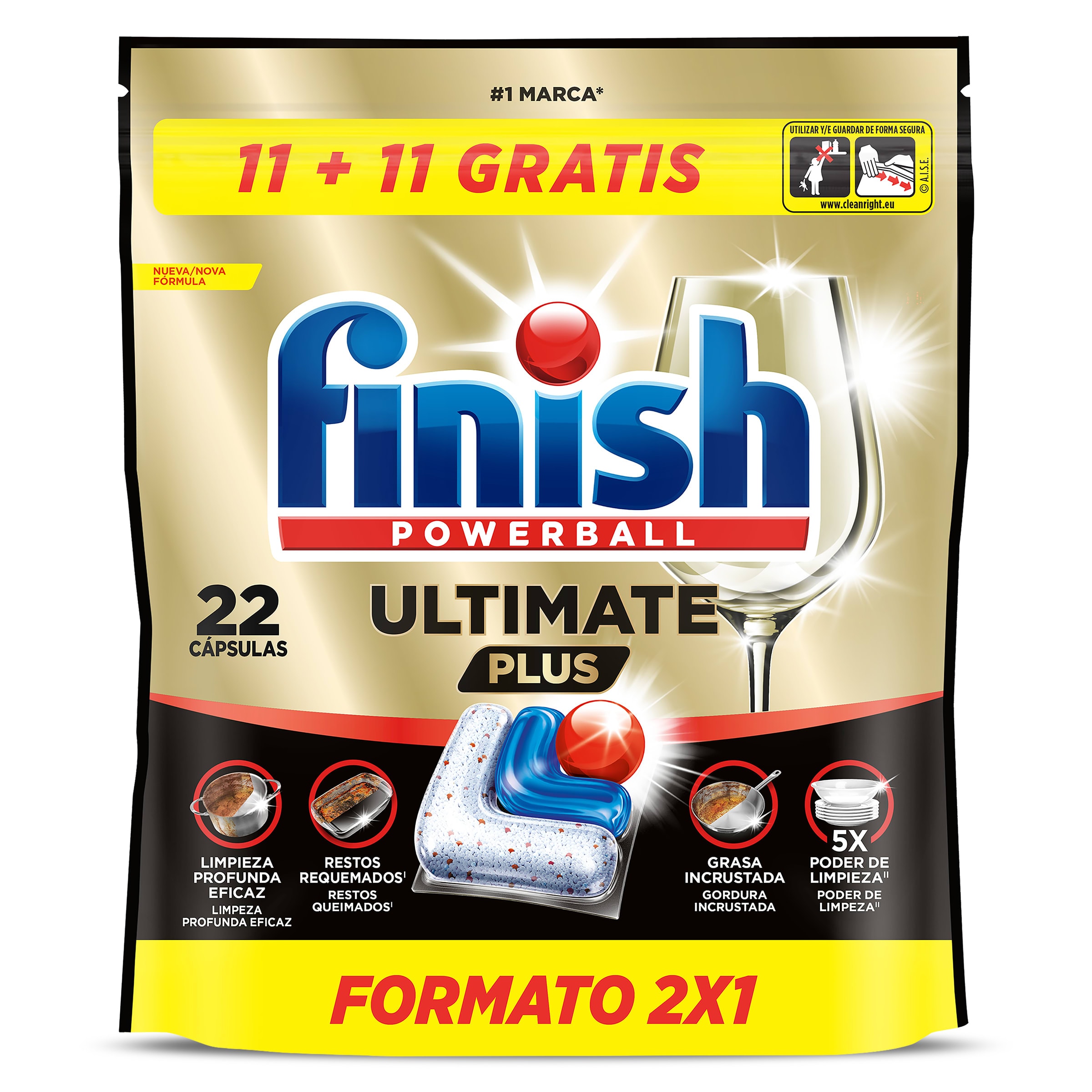 Pastillas lavavajillas ultimate plus Finish 22 unidades