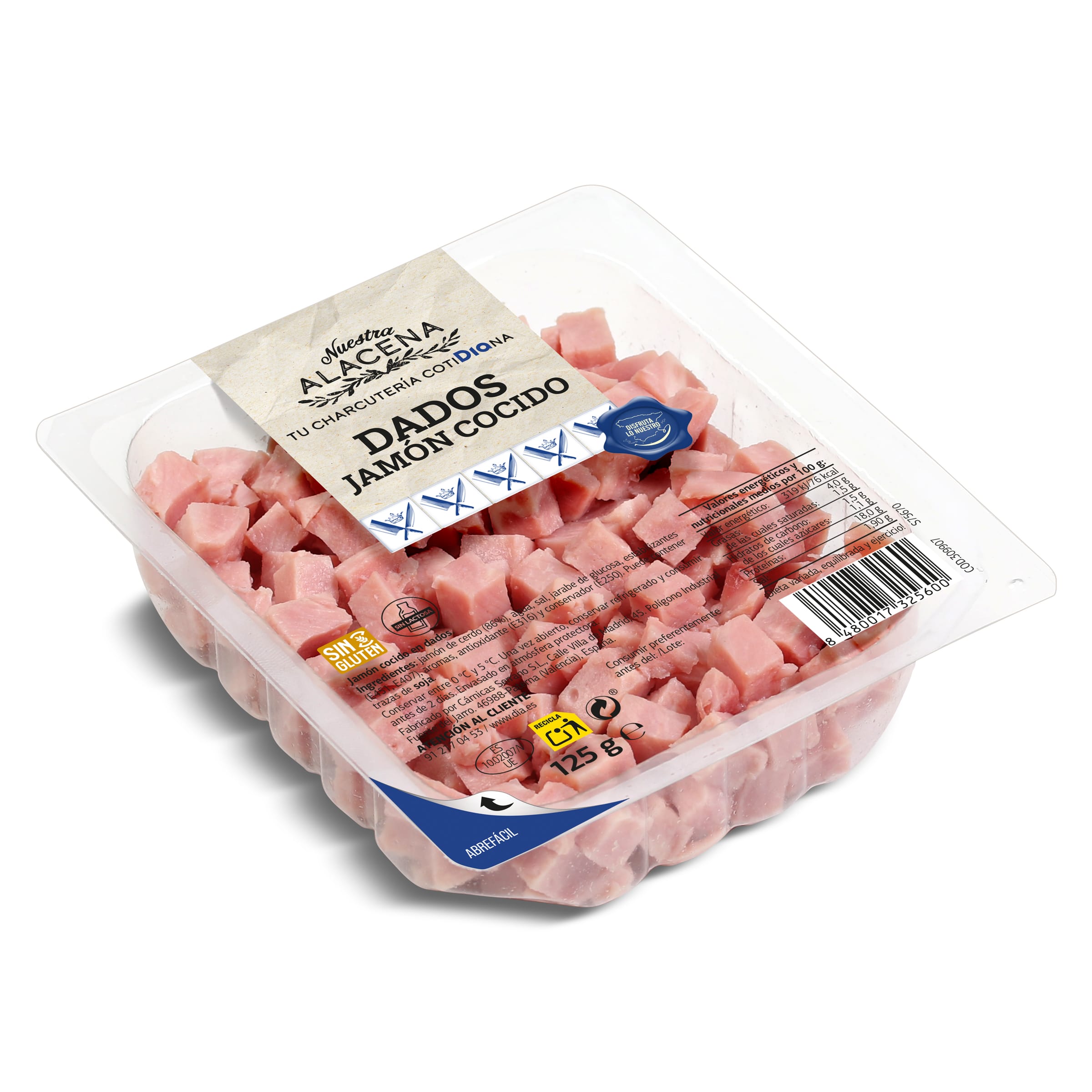Jamón cocido en dados Dia Nuestra Alacena 125 g