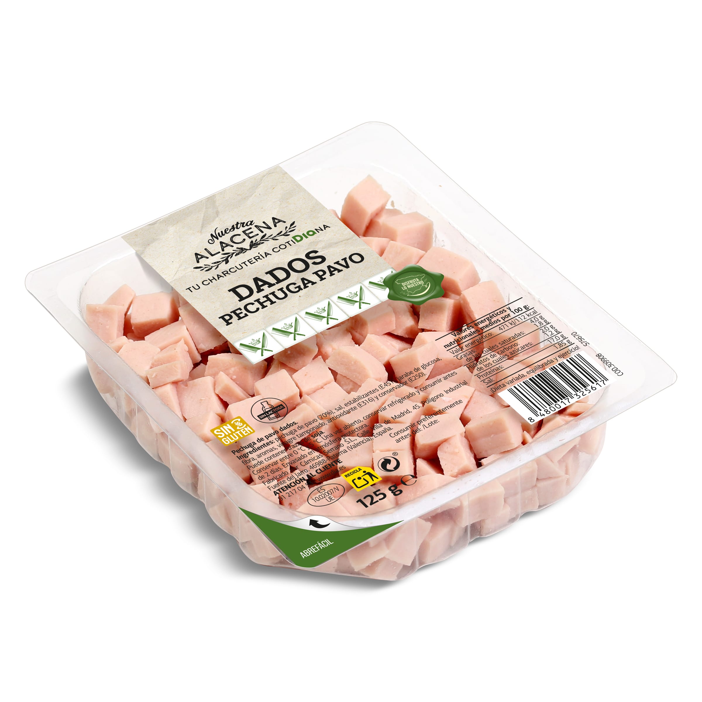 Pechuga de pavo en dados Dia Nuestra Alacena 125 g