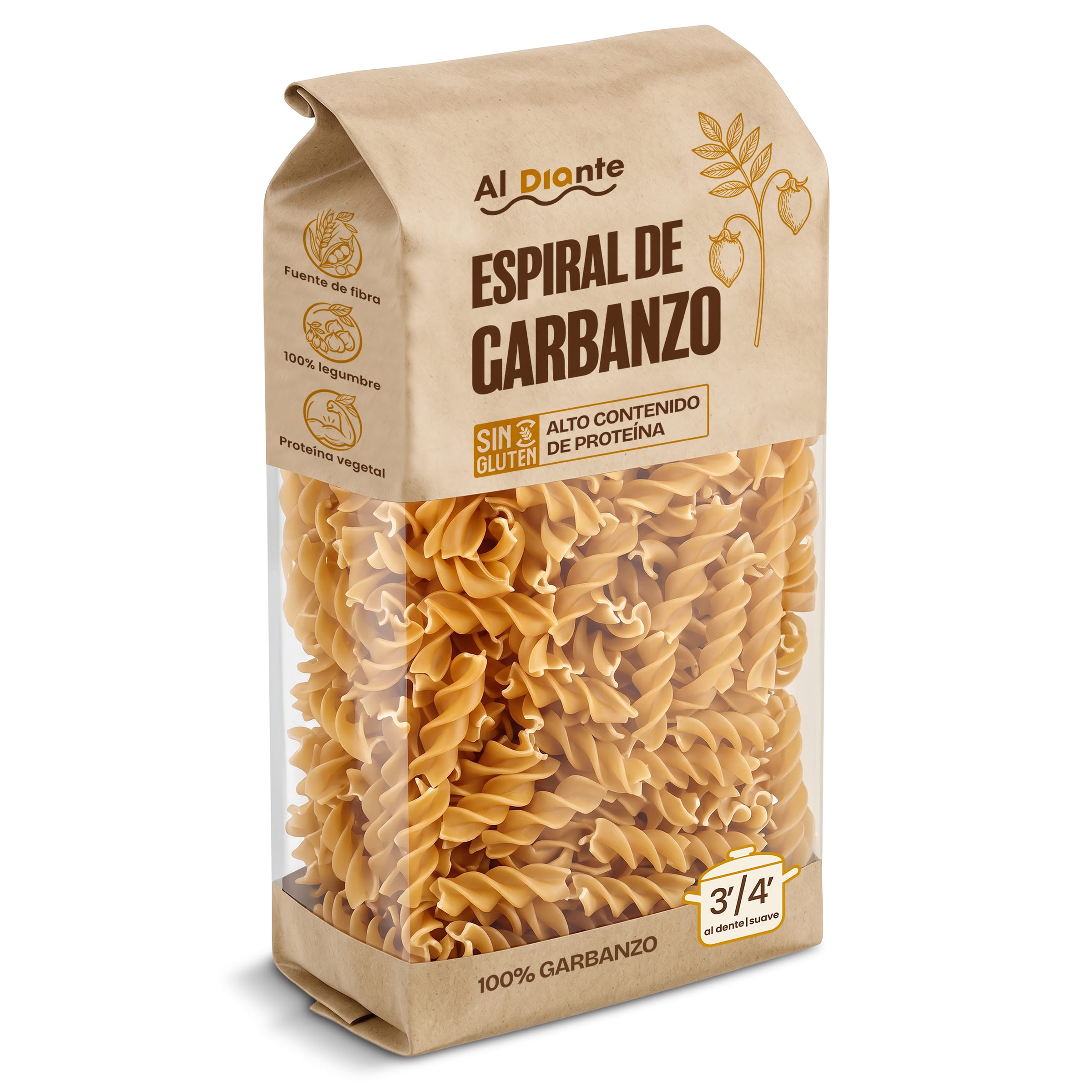 Espirales 100% de garbanzo Dia Al Diante 250 g