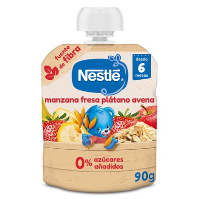 Alimento infantil con puré de manzana, fresa, plátano y avena Nestlé bolsa 90 g-0 Alimento infantil con puré de manzana, fresa, plátano y avena Nestlé bolsa 90 g-0