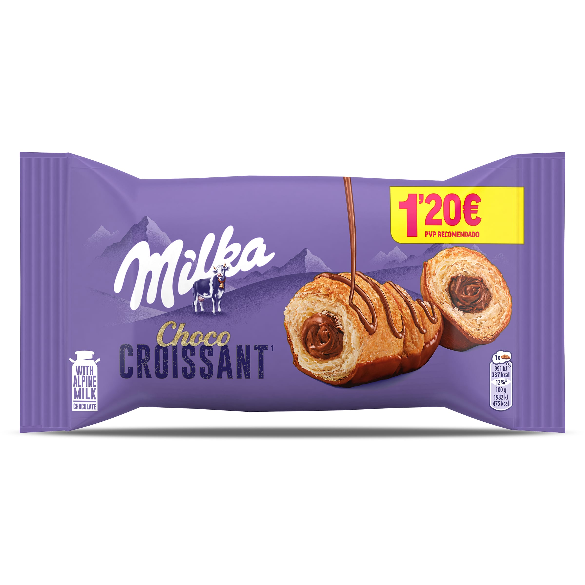 Croissant relleno de chocolate Milka 50 g