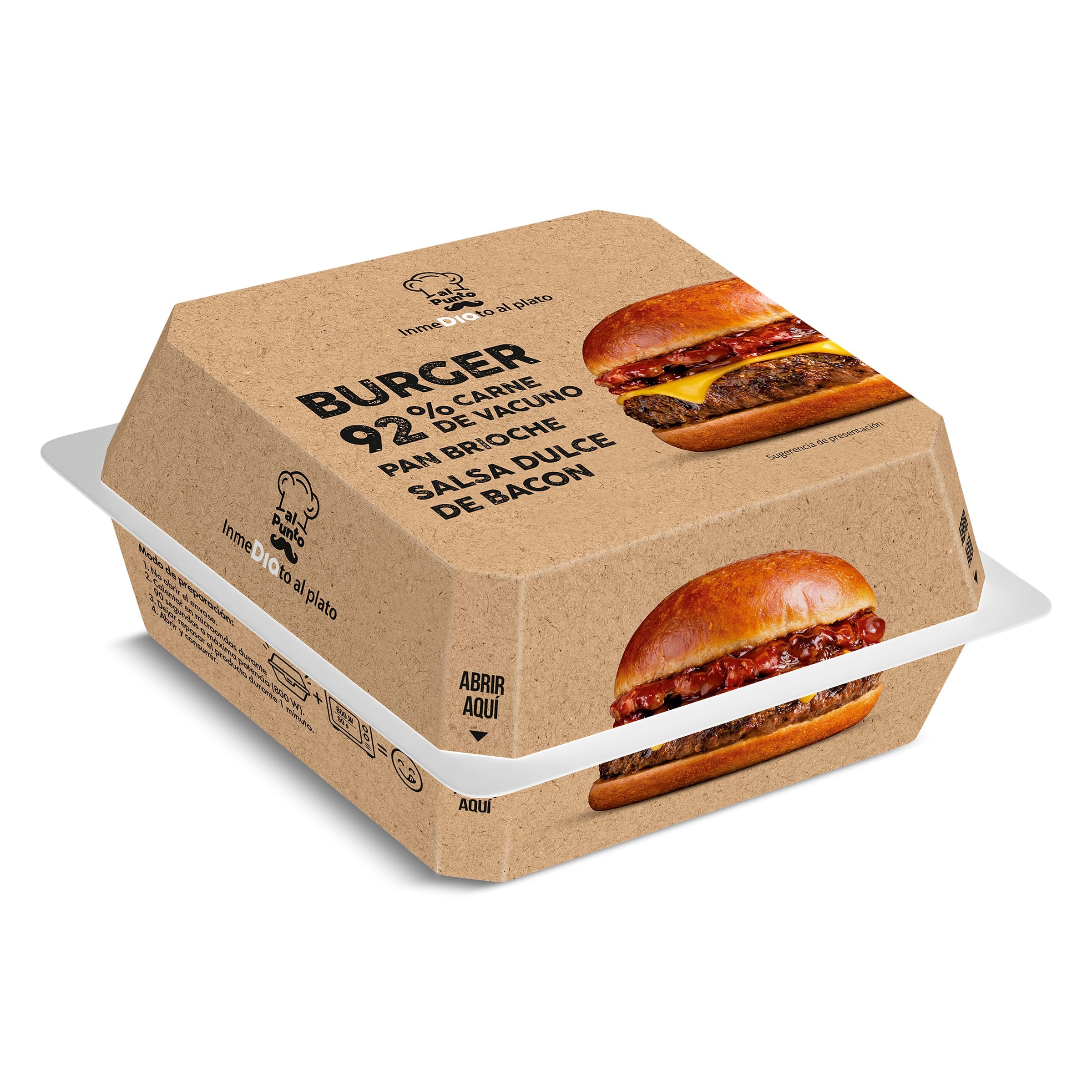 Hamburguesa con pan brioche y salsa dulce de bacon Dia Al Punto 210 g