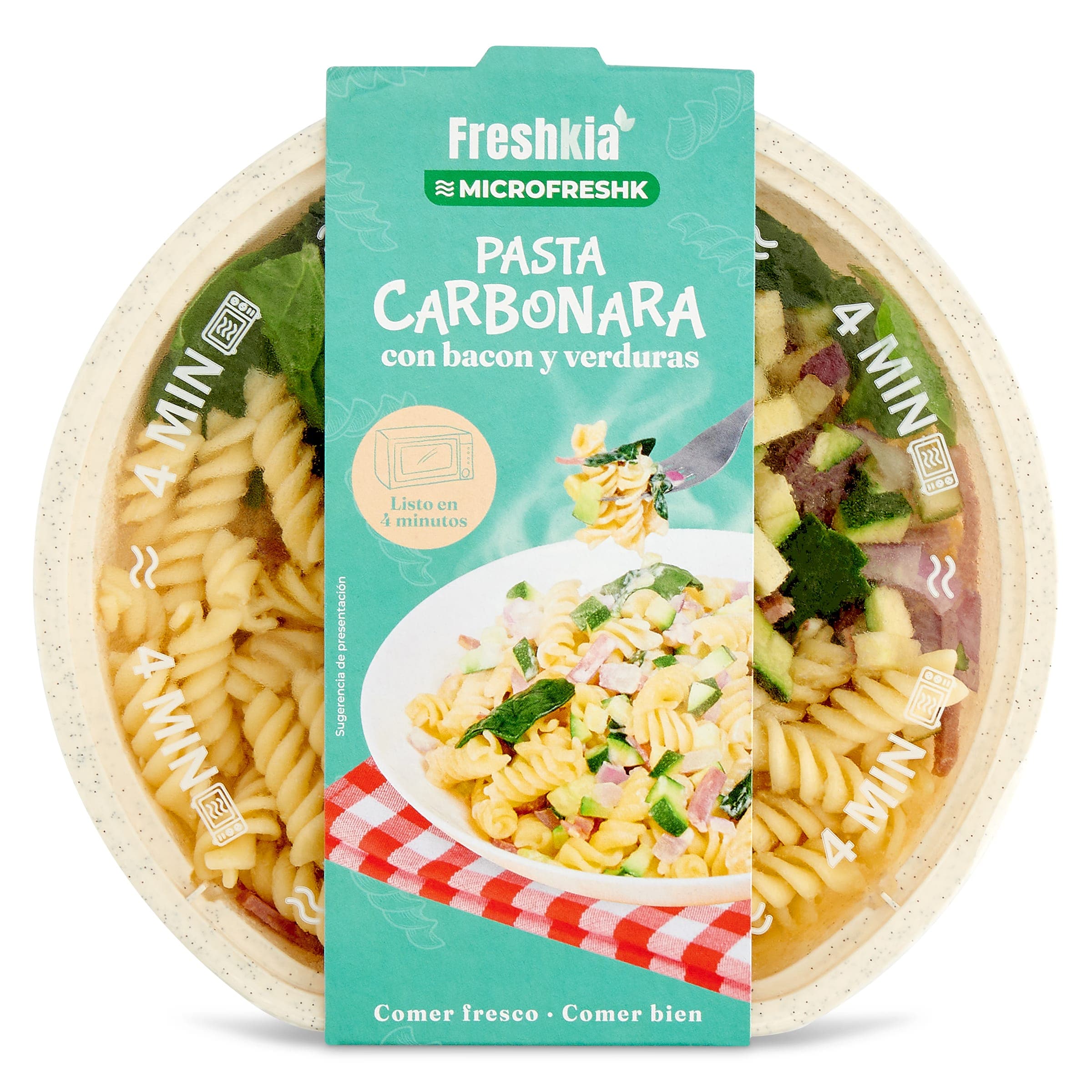 Pasta carbonara con bacon y verdura Freshkia 285 g