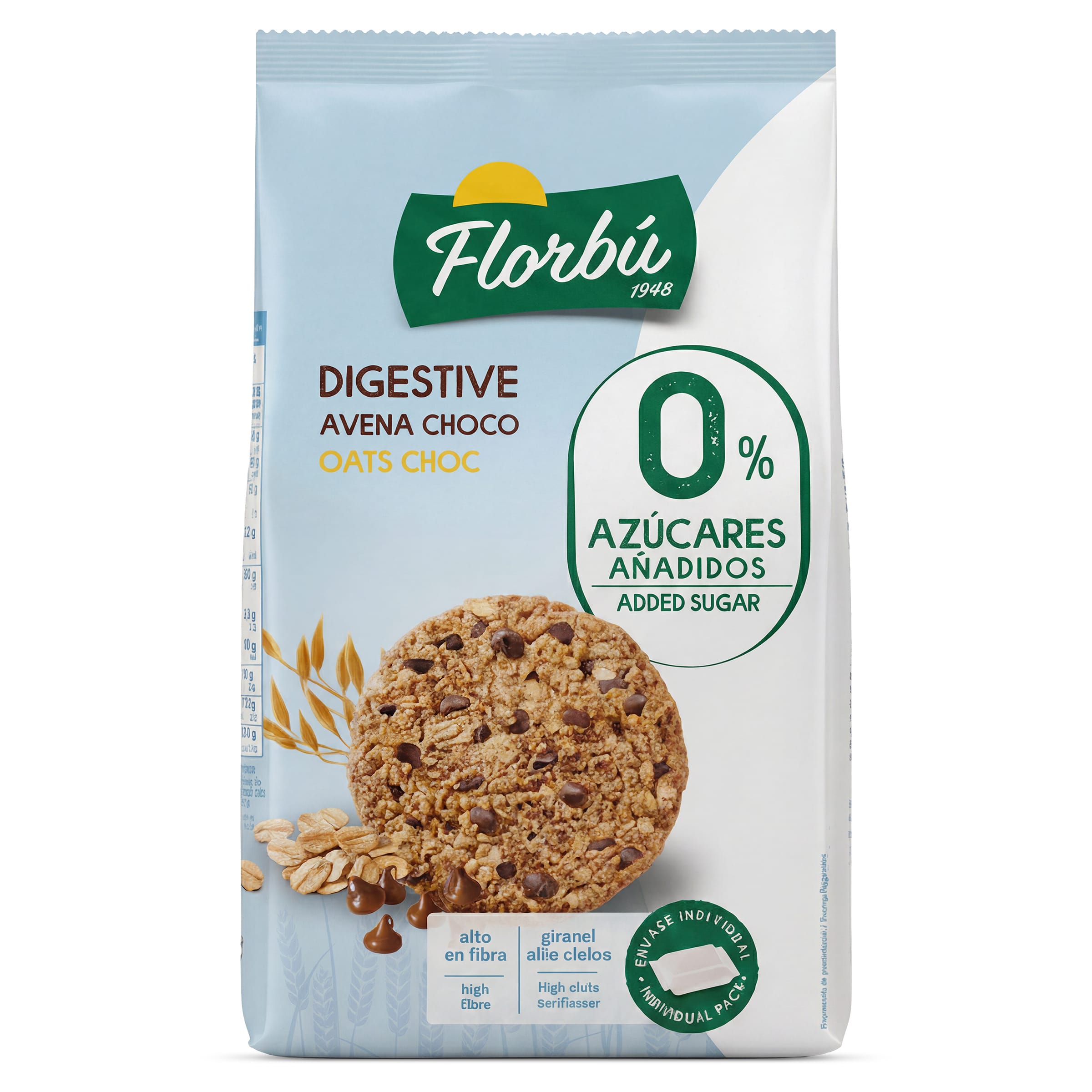 Digestive avena choco 0% azúcares añadidos Florbu 245 g