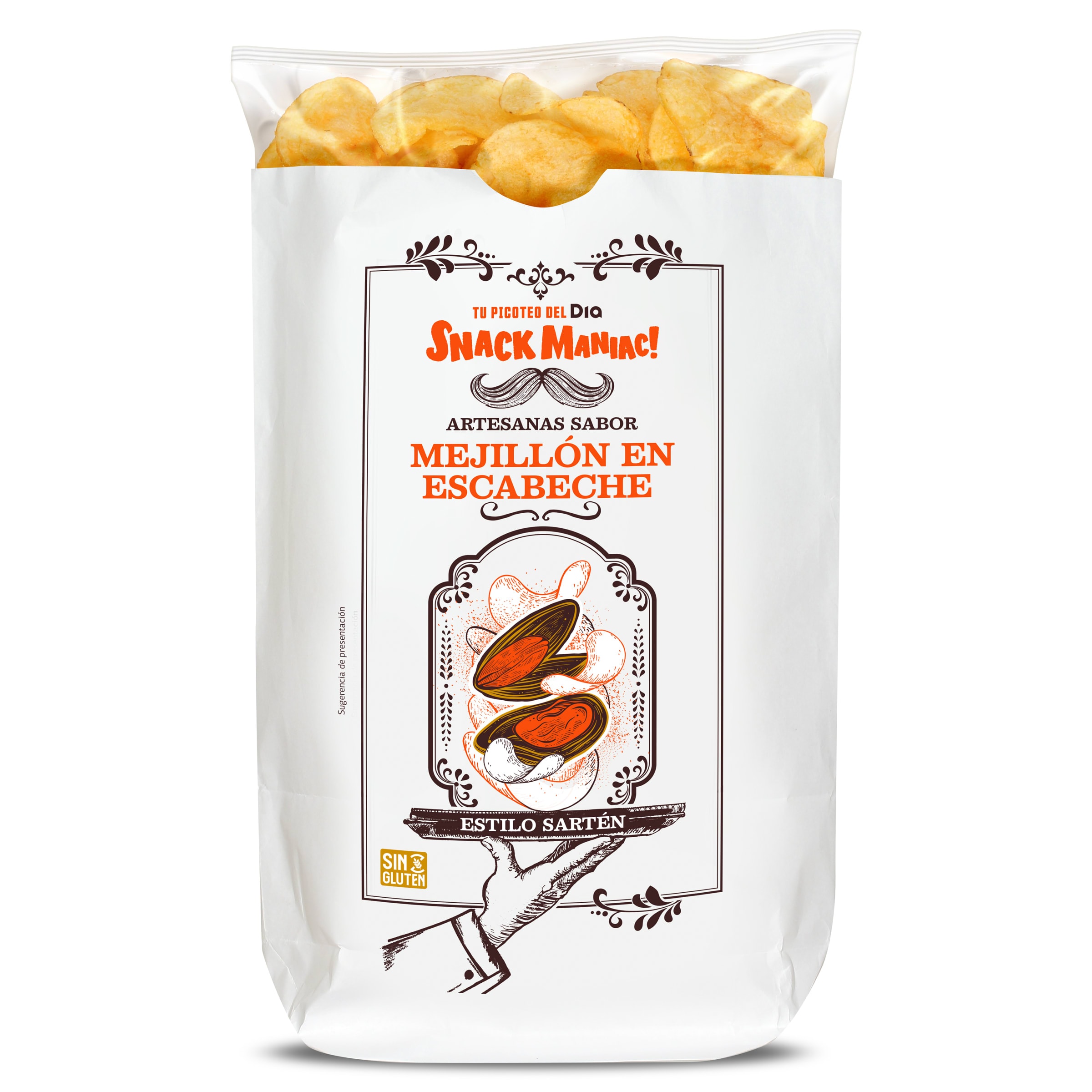 Patatas fritas artesanas sabor mejillón Dia Snack Maniac 150 g