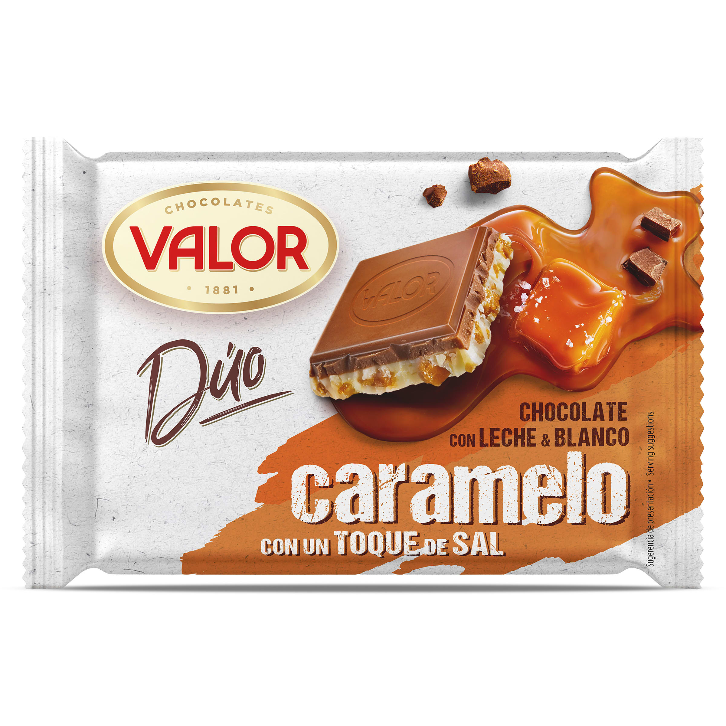 Chocolate duo con leche y blanco caramelo y sal Valor 130 g