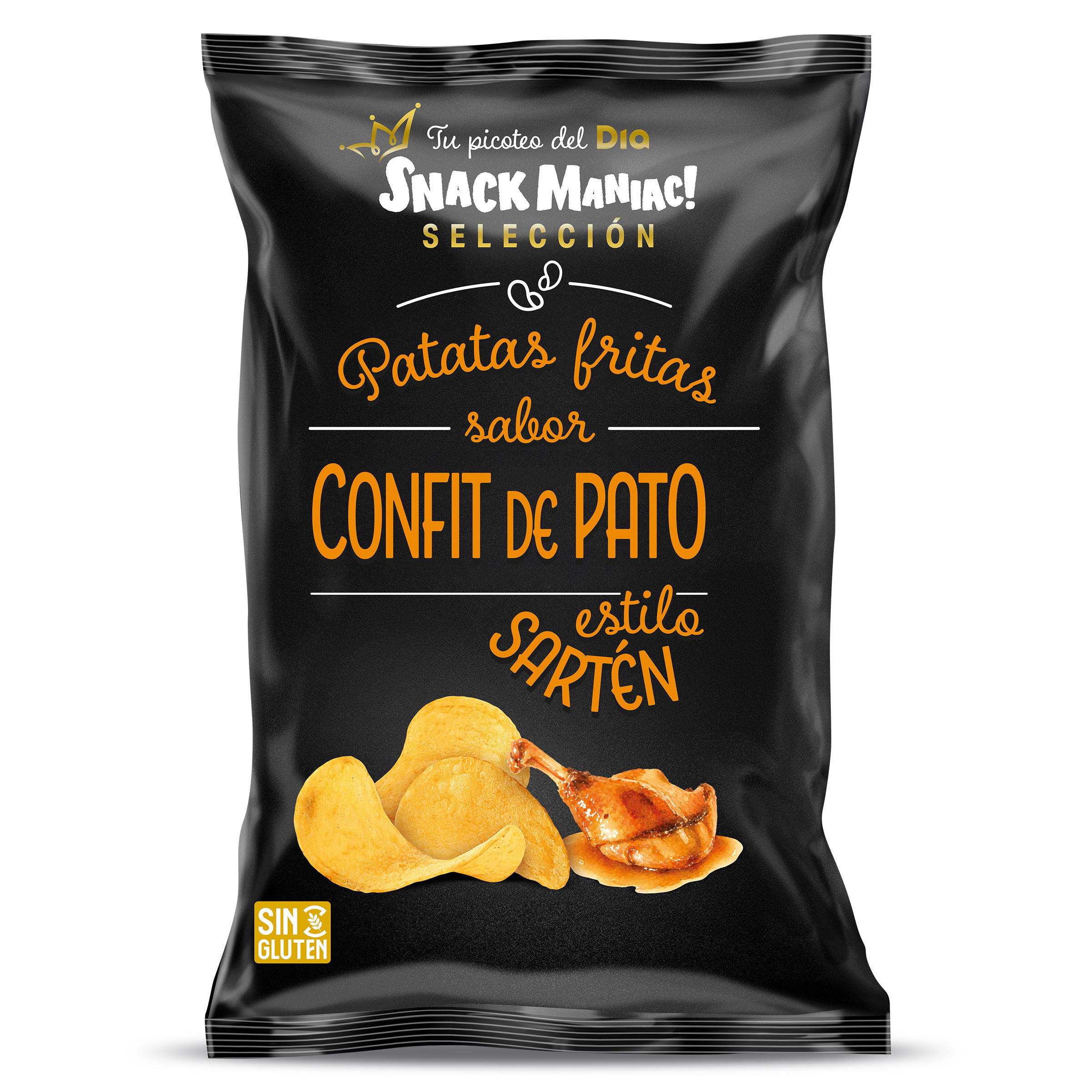 Patatas fritas sabor confit de pato Dia Snack Maniac 130 g