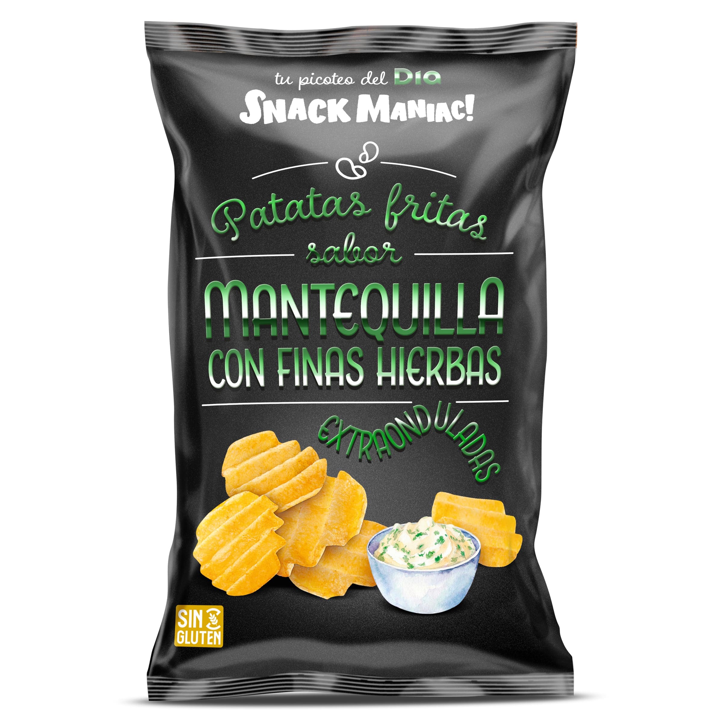 Patatas fritas sabor mantequilla y finas hierbas Dia Snack Maniac 150 g