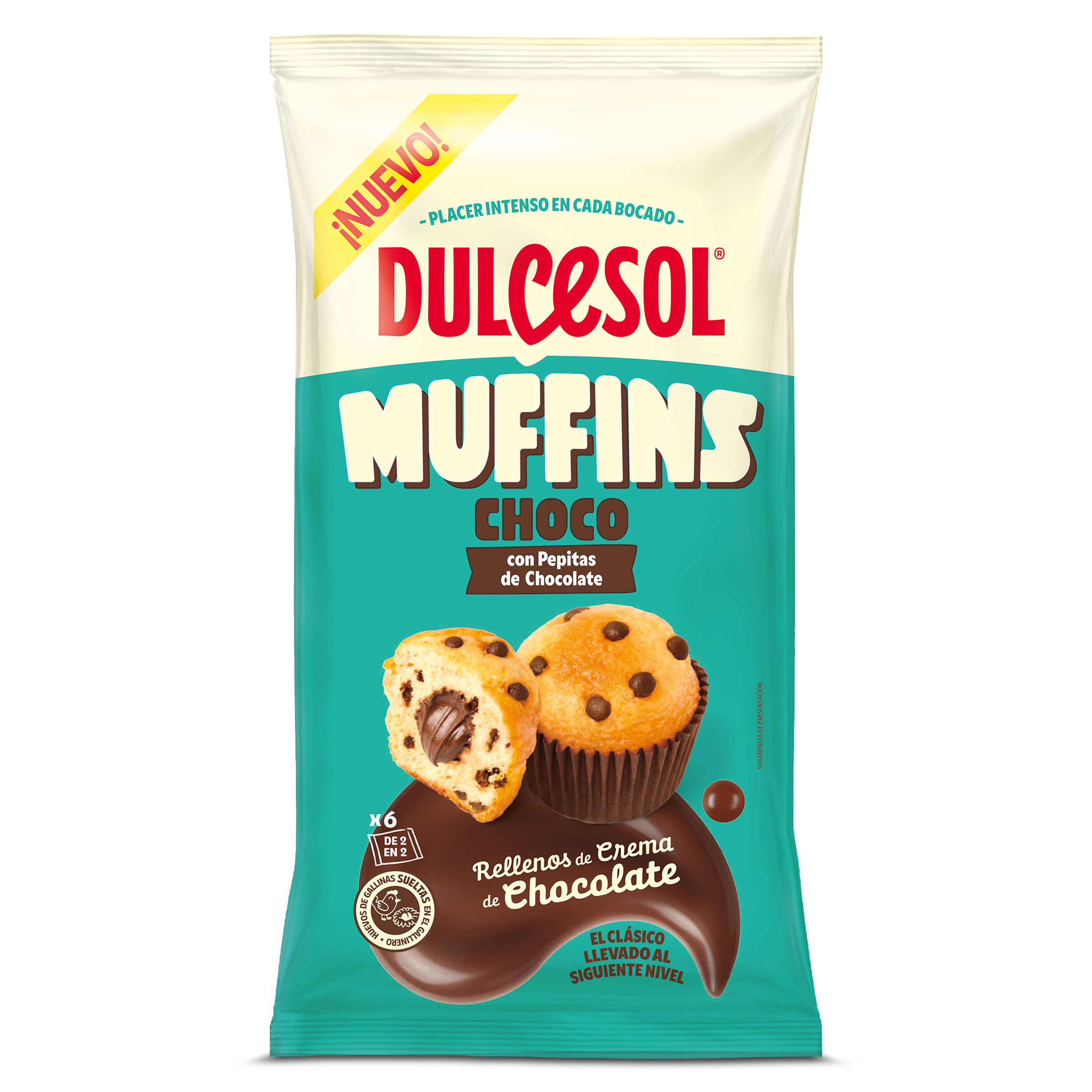 Muffins rellenos con pepitas de chocolate Dulcesol 240 g