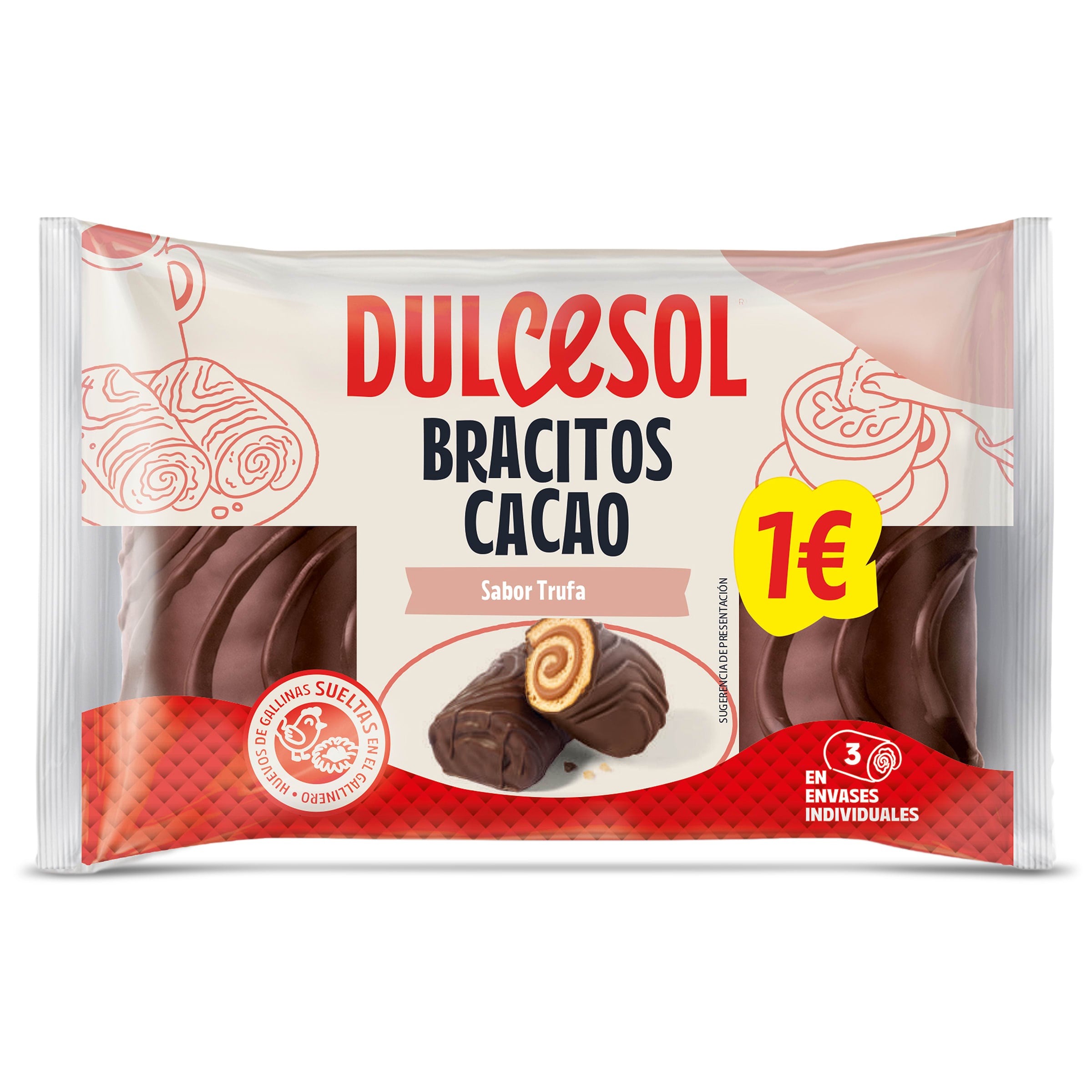 Bracitos de cacao rellenos de trufa Dulcesol 105 g