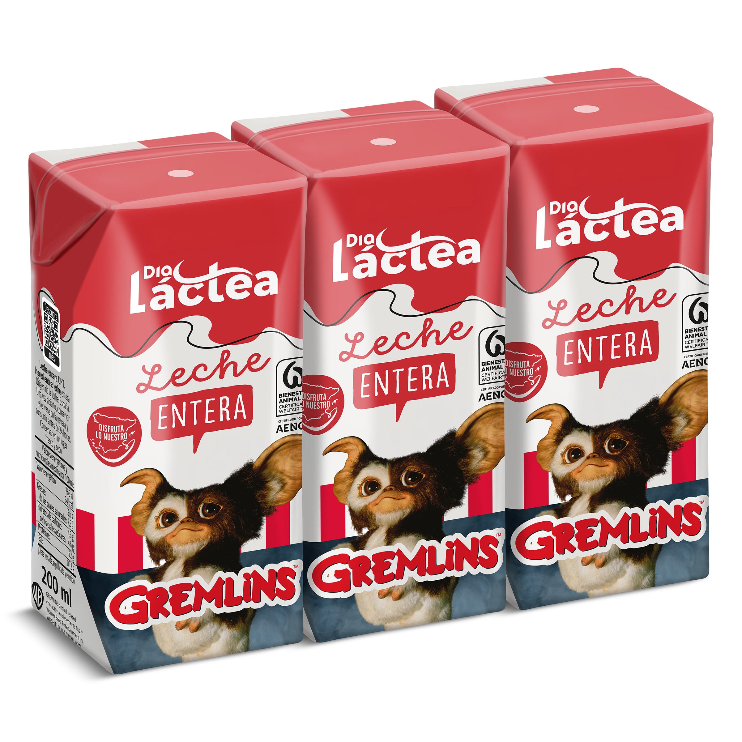 Leche entera Gremlins Dia Láctea 3 x 200 ml