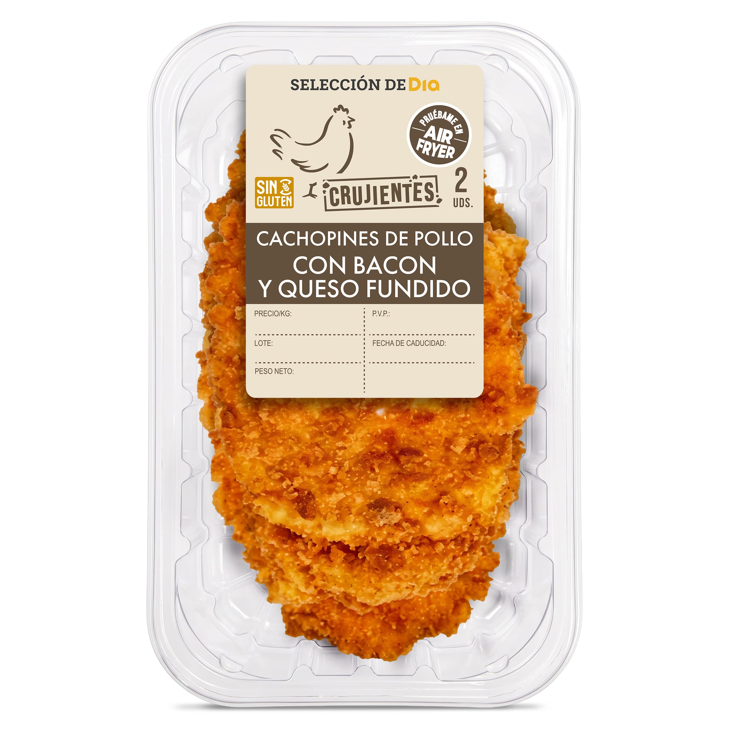 Cachopines de pollo con bacon y queso Selección de Dia 350 g aprox.