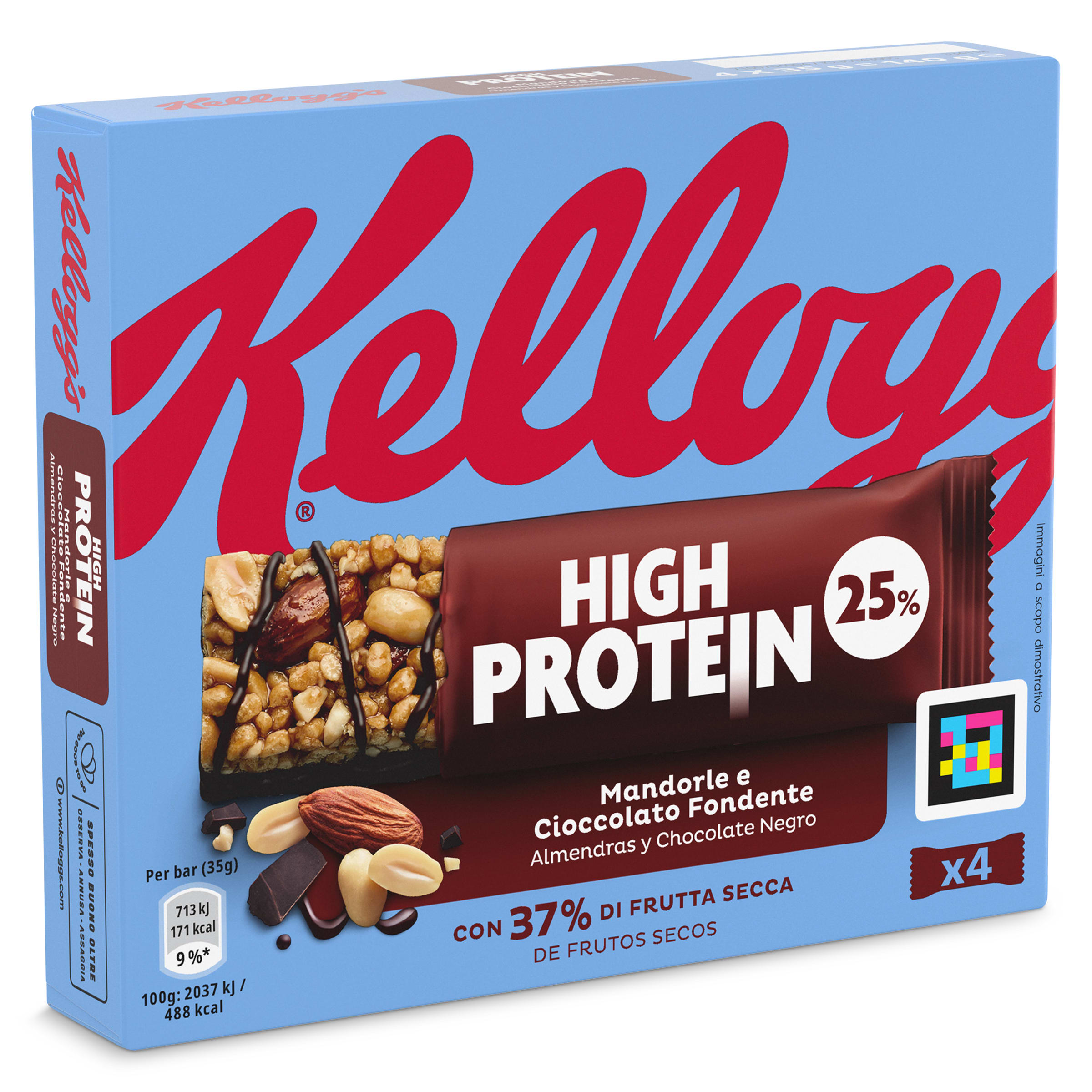 Barritas de chocolate y almendras high protein Kellogg's 140 g