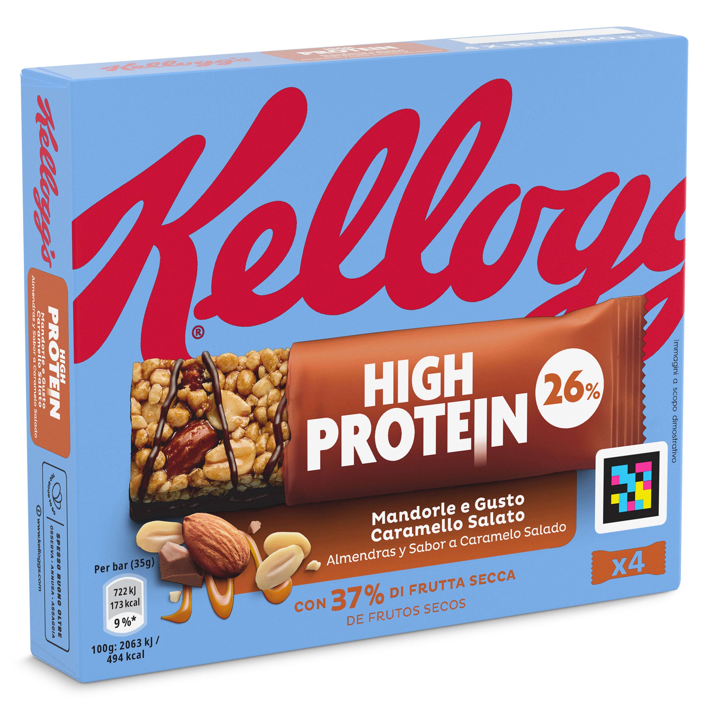 Barritas de almendras y caramelo salado high protein Kellogg's 140 g