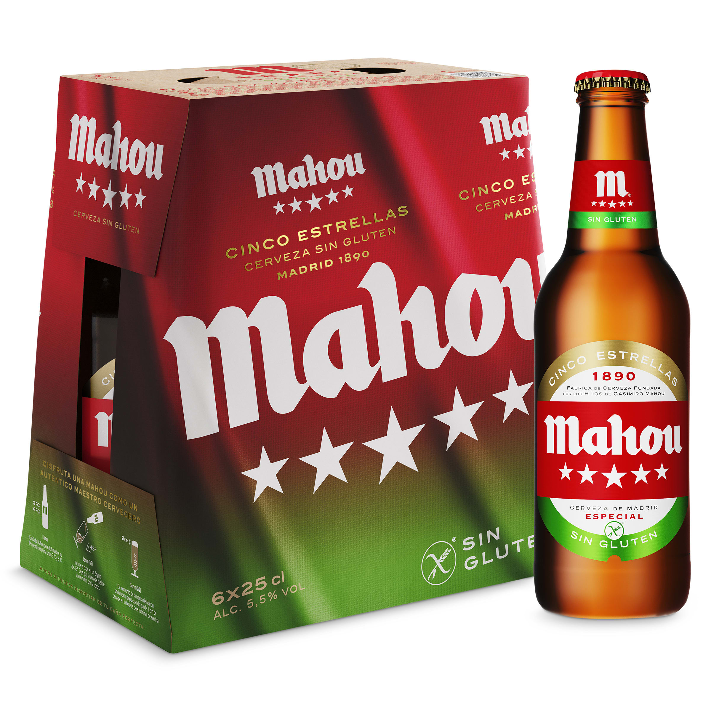 Cerveza sin gluten Mahou pack 6 x 25 cl