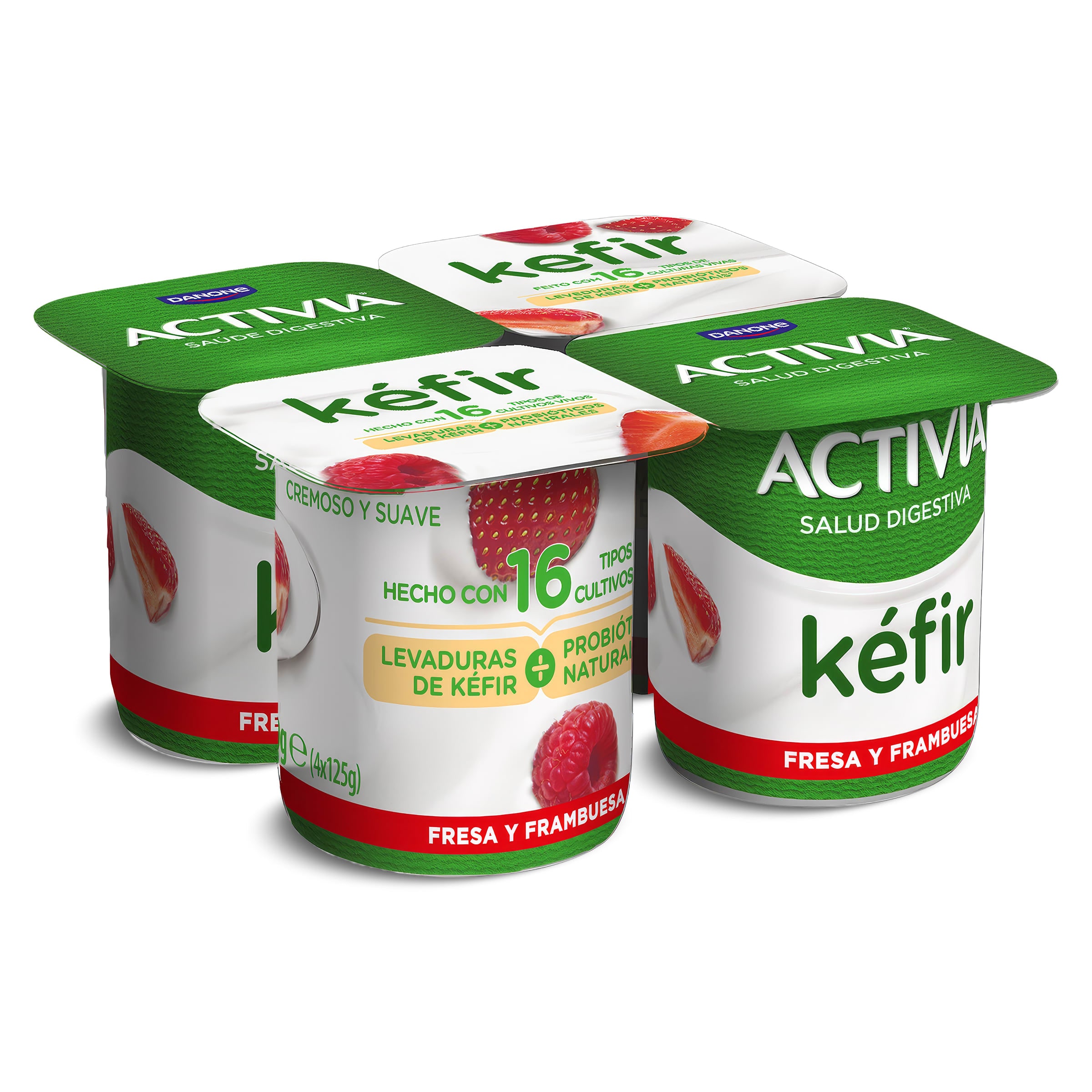 Kéfir de fresa y frambuesa Activia 4 x 125 g
