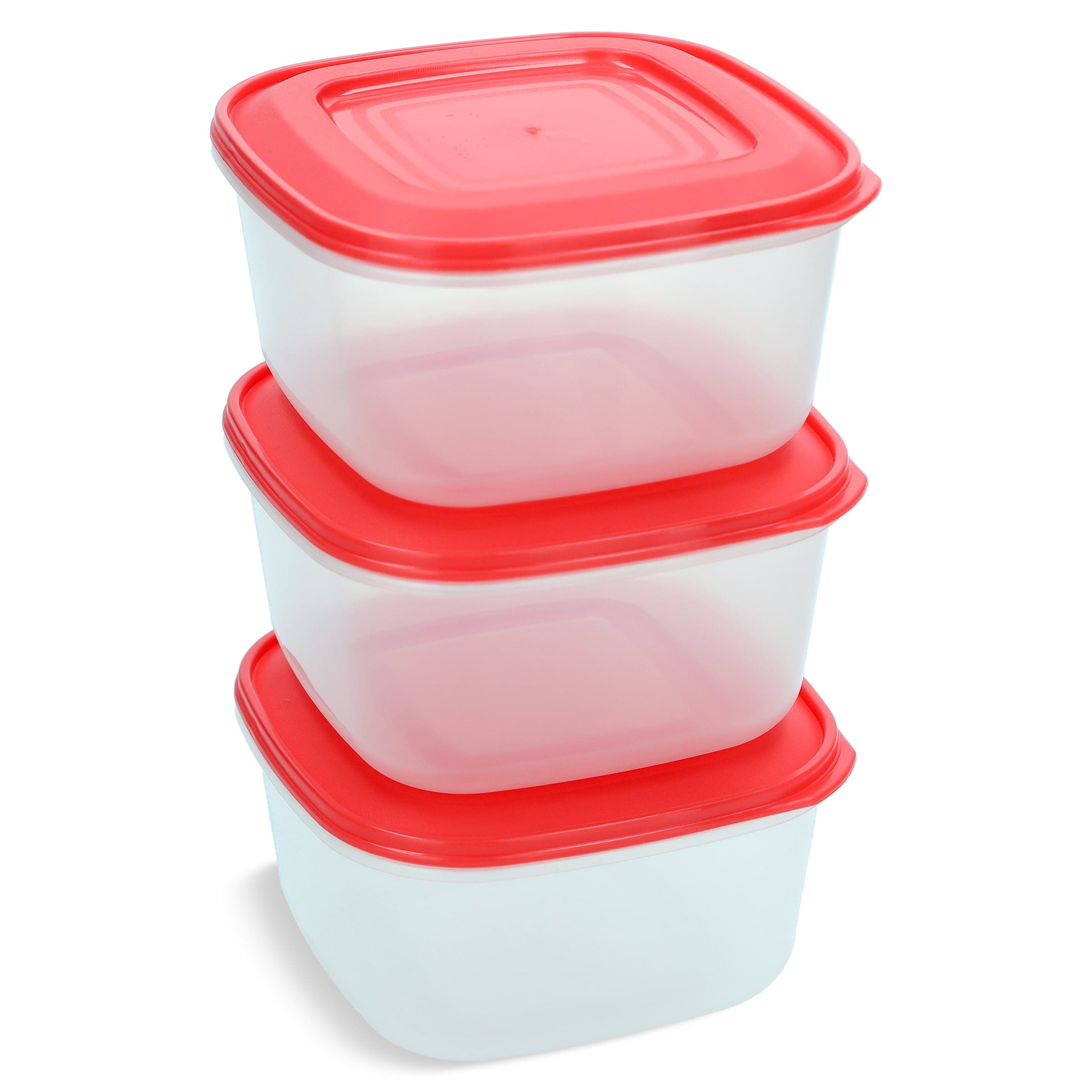 Recipiente de plástico cuadrado 0,6 L Easyseal 3 unidades