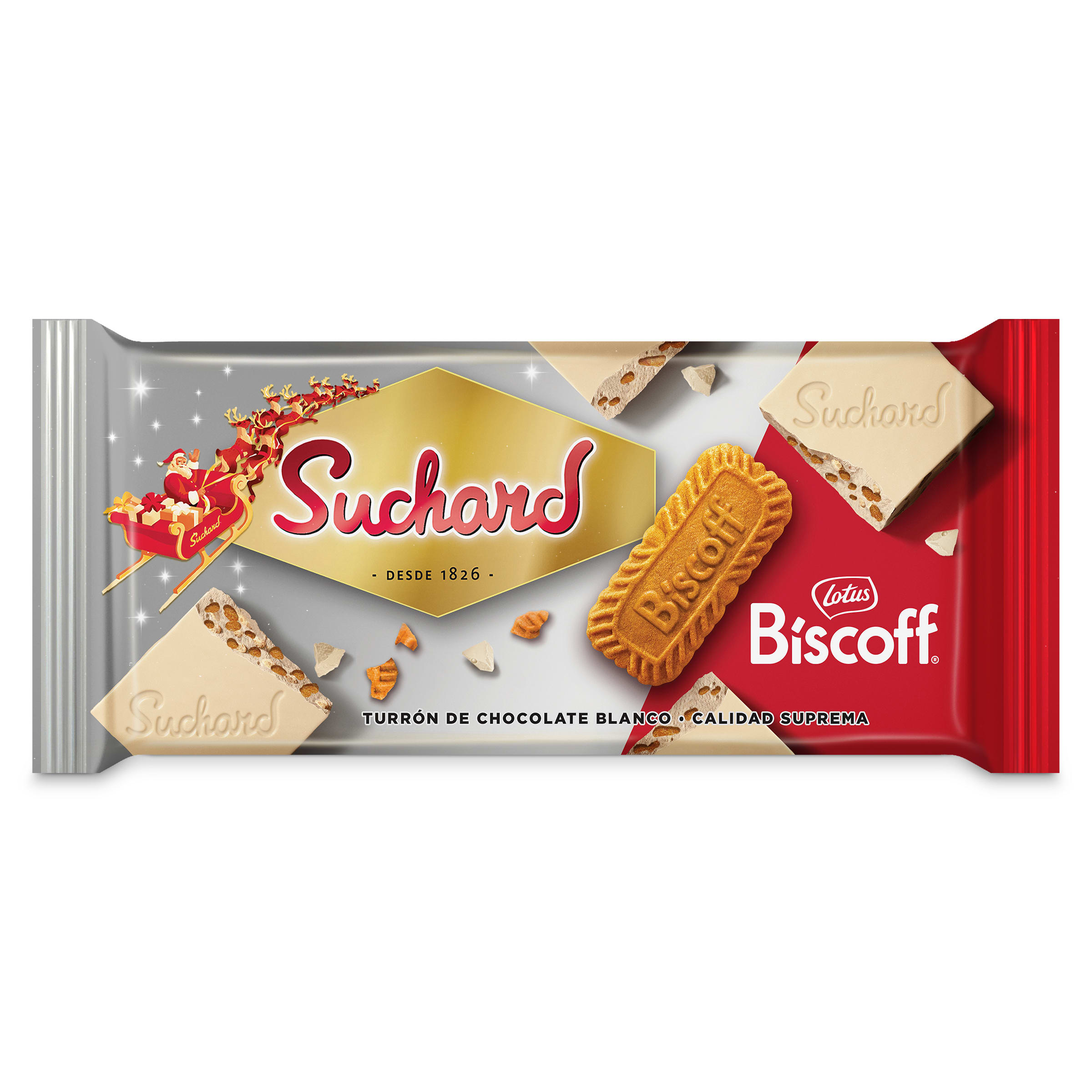 Turrón de chocolate blanco con Biscoff Suchard 230 g