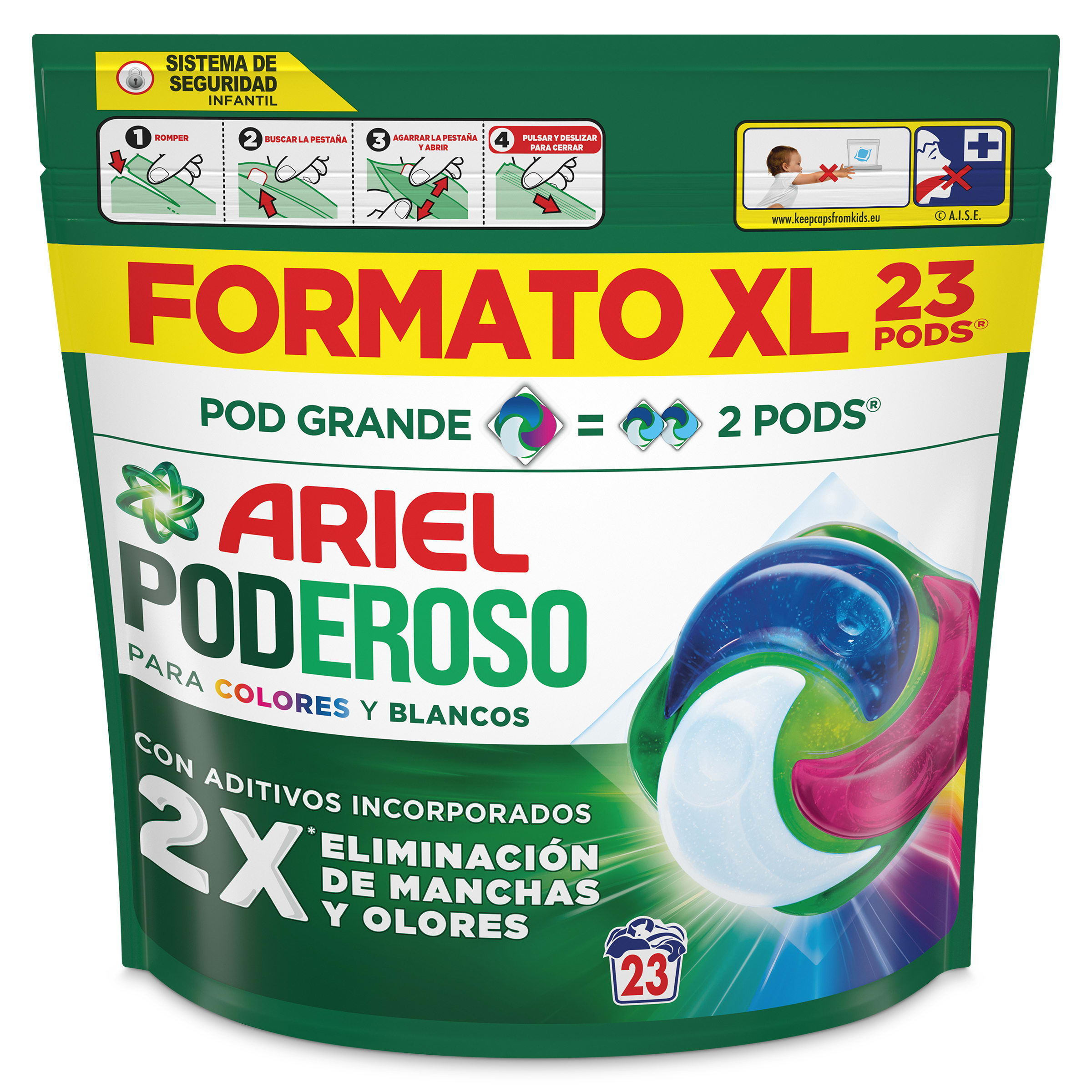 Detergente en cápsulas poderoso Ariel caja 23 lavados