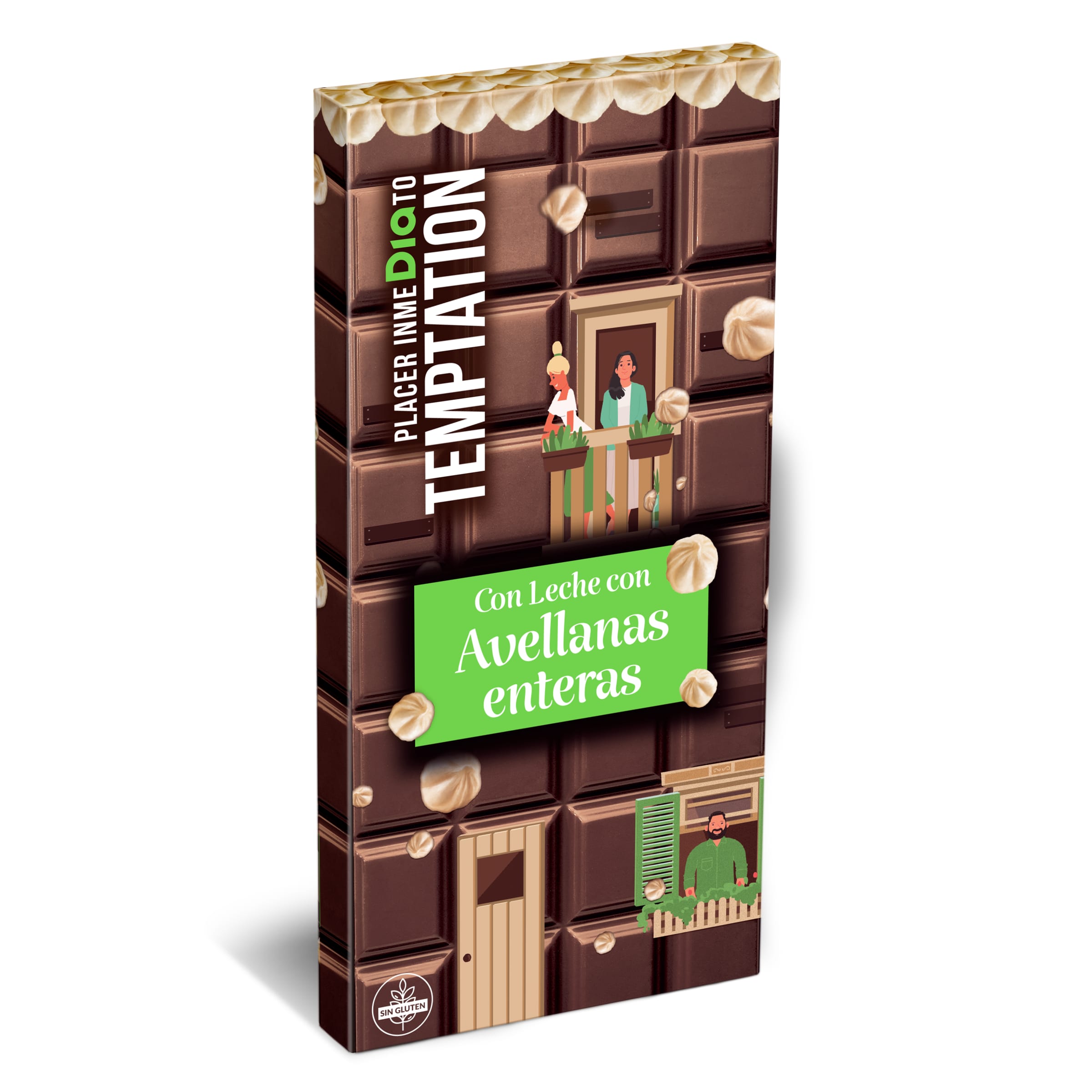DIA TEMPTATION chocolate con leche y avellanas enteras tableta 200 gr