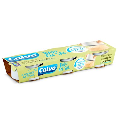 Atún claro en aceite de oliva bajo en sal Calvo 3 x 52 g-0 Atún claro en aceite de oliva bajo en sal Calvo 3 x 52 g-0