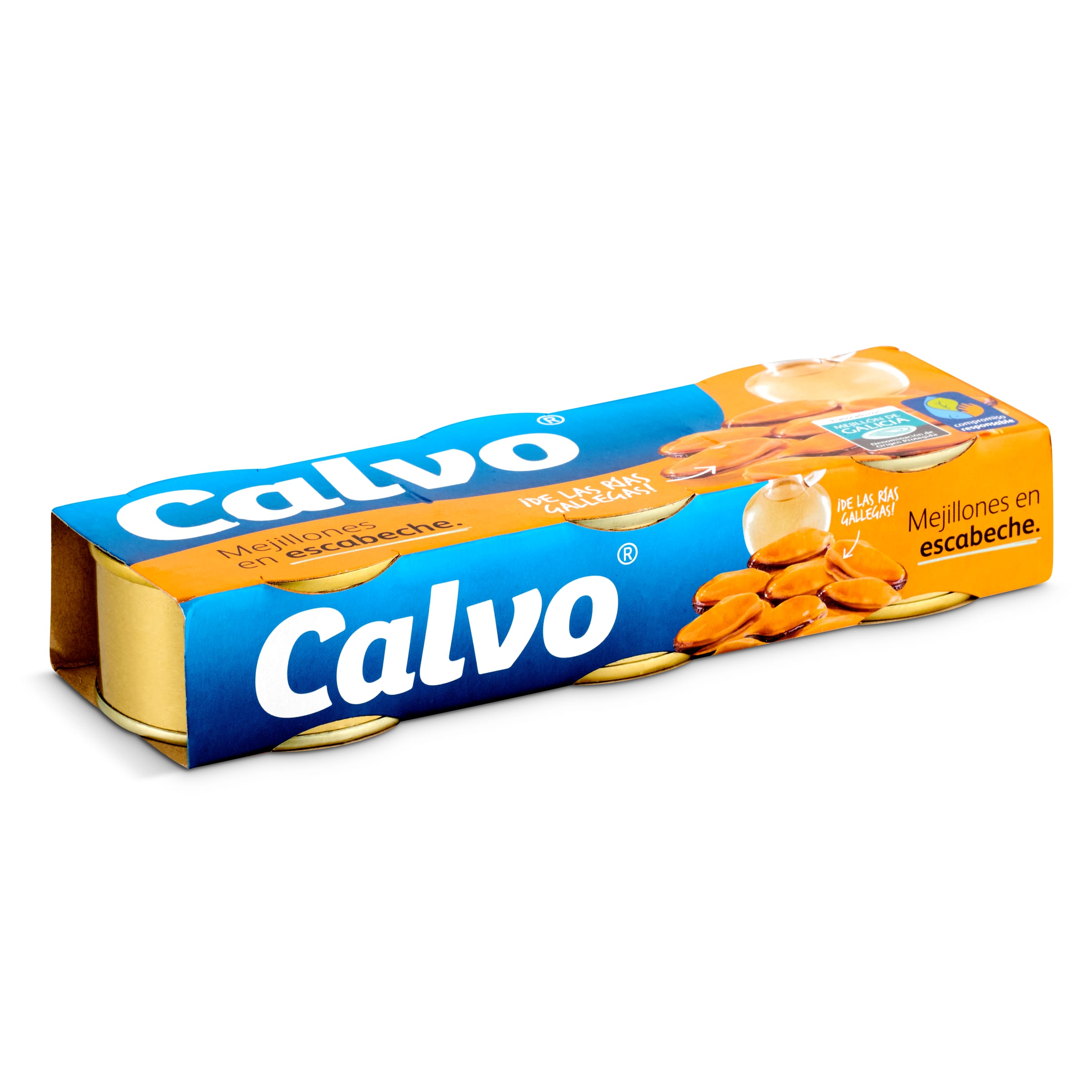 CALVO mejillones en escabeche pack de 3 latas x 40 gr
