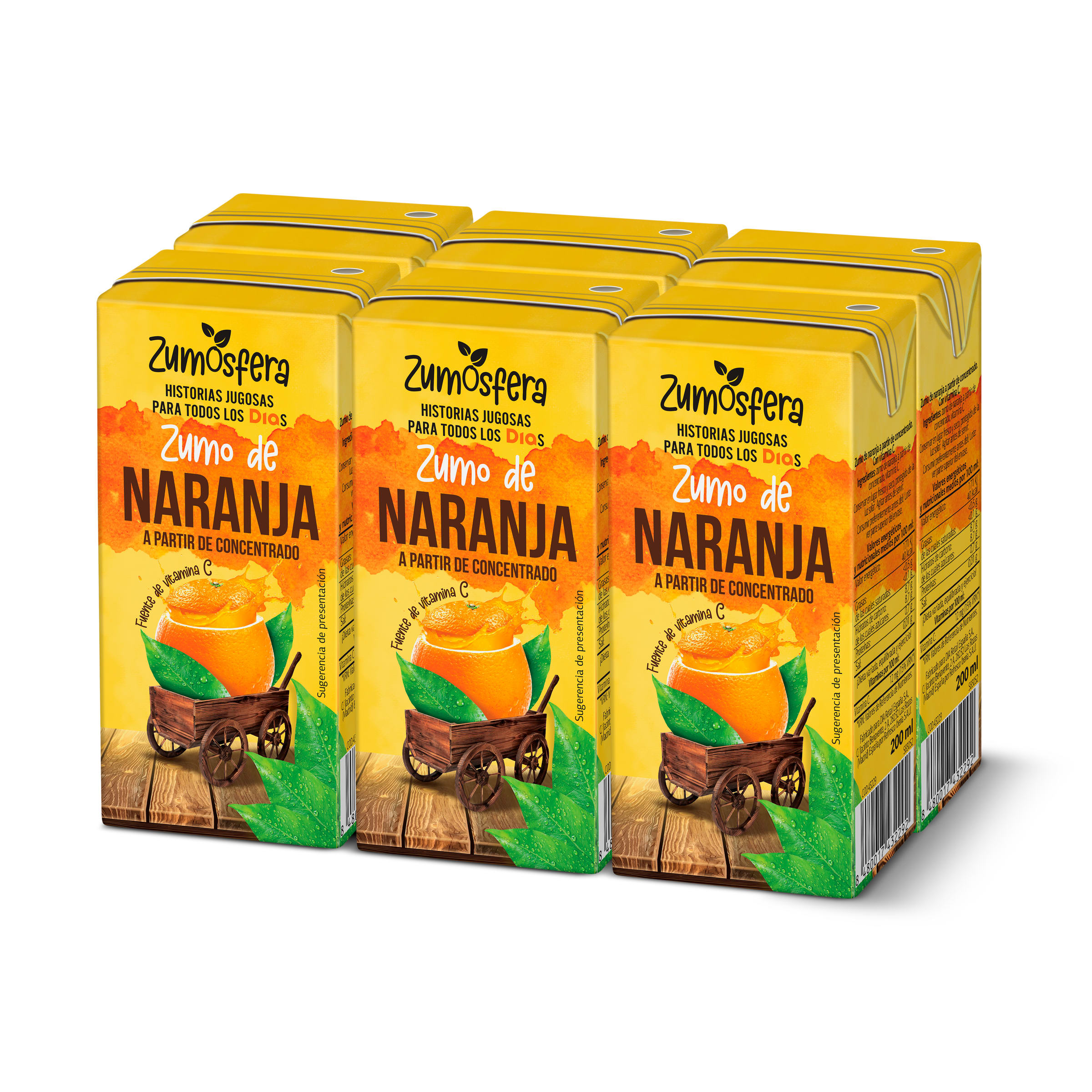 DIA ZUMOSFERA zumo de naranja 100% pack 6 unidades 200 ml