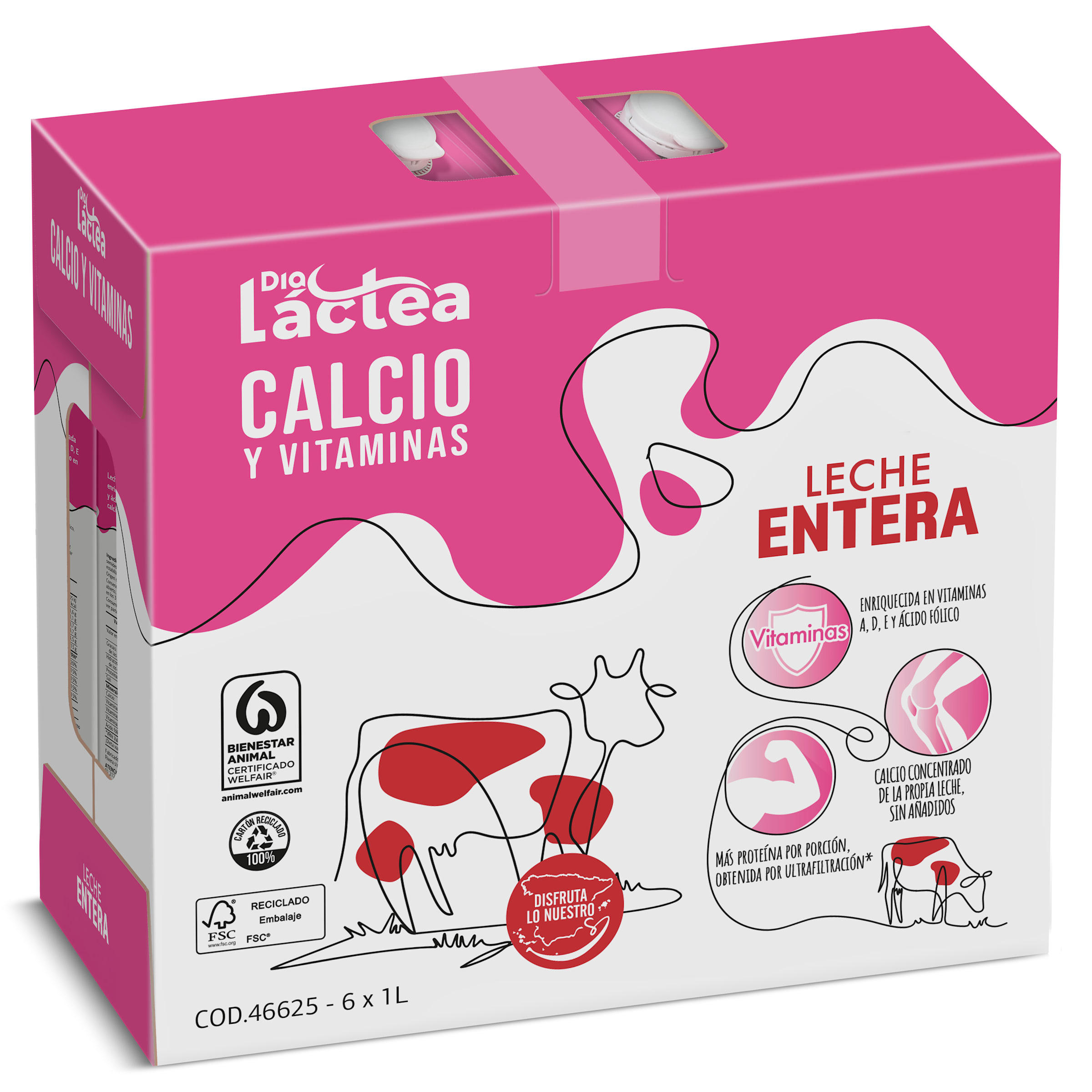 Leche entera calcio Dia Láctea pack 6 x 1 L