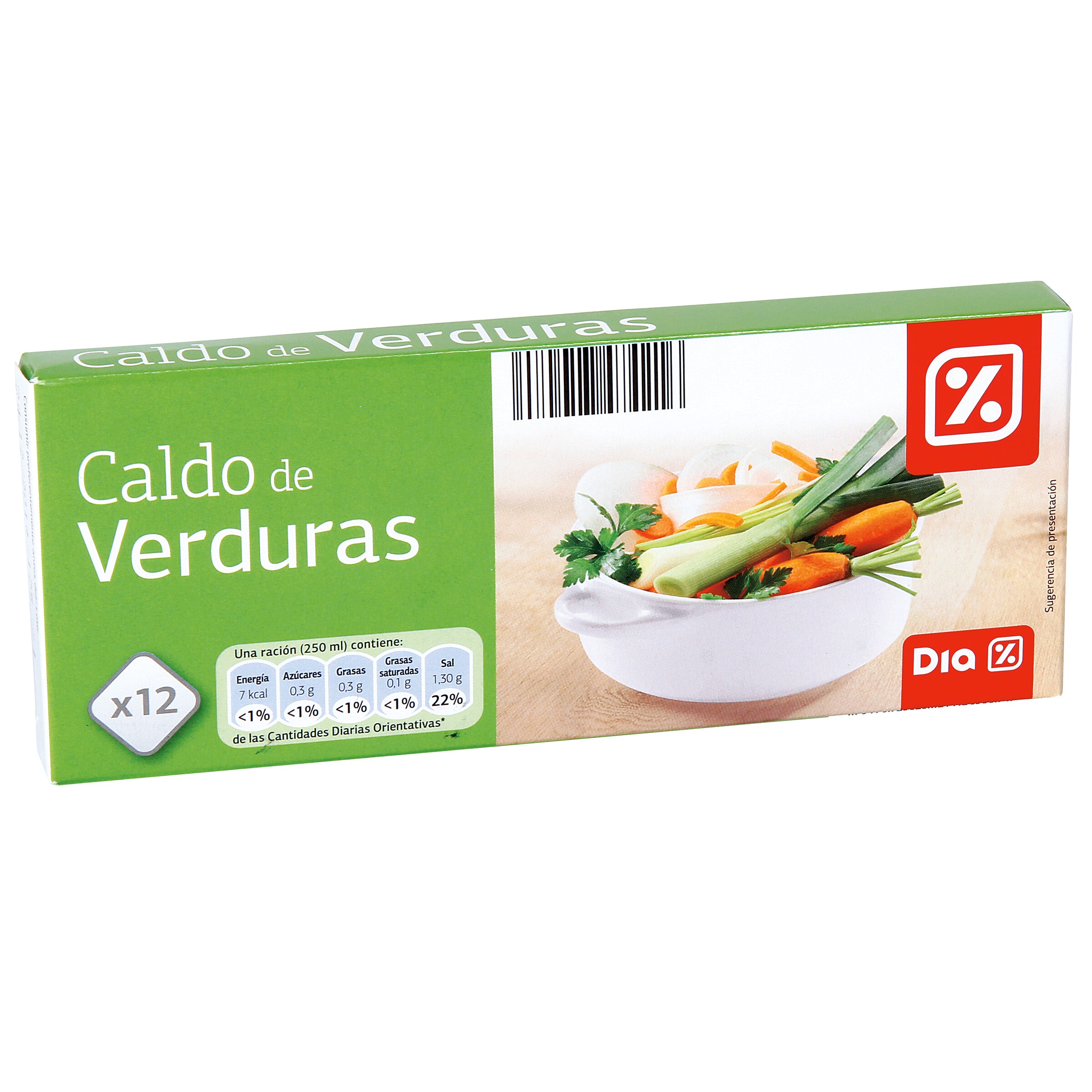 DIA caldo de verduras estuche 12 pastillas