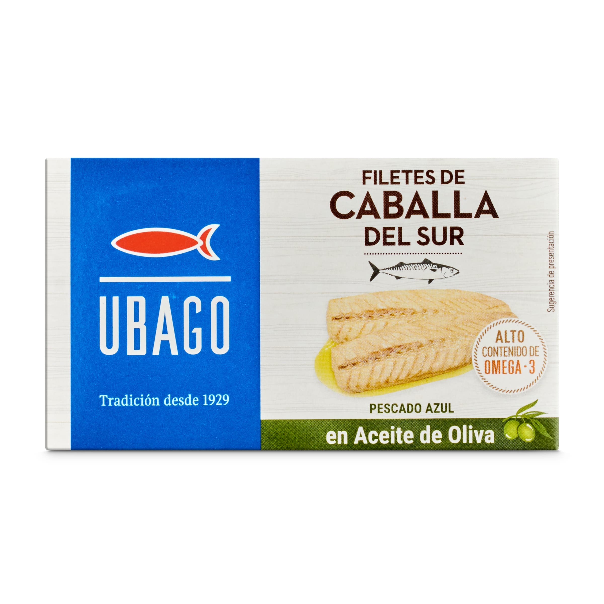 UBAGO filetes de caballa del sur en aceite de oliva lata 85 gr