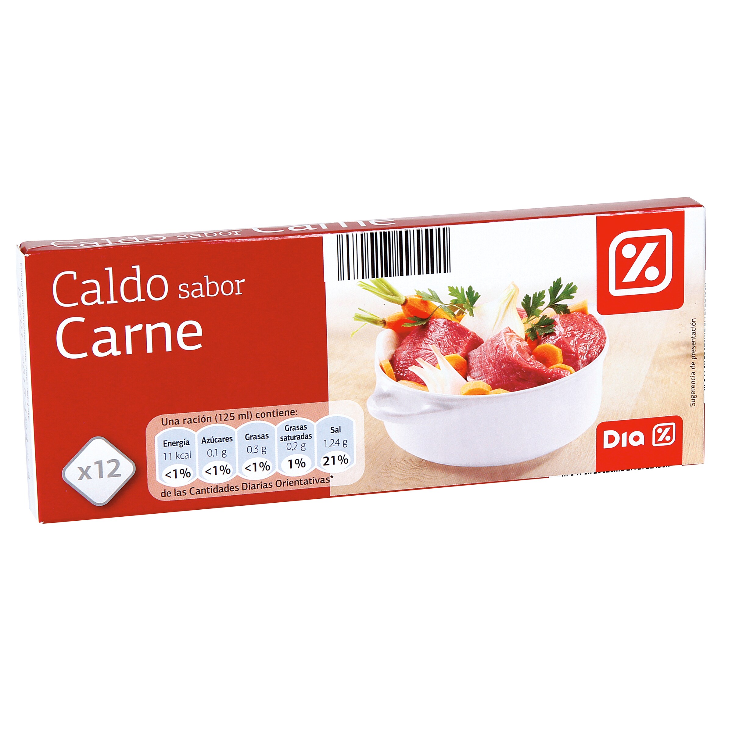 DIA caldo sabor carne estuche 12 pastillas