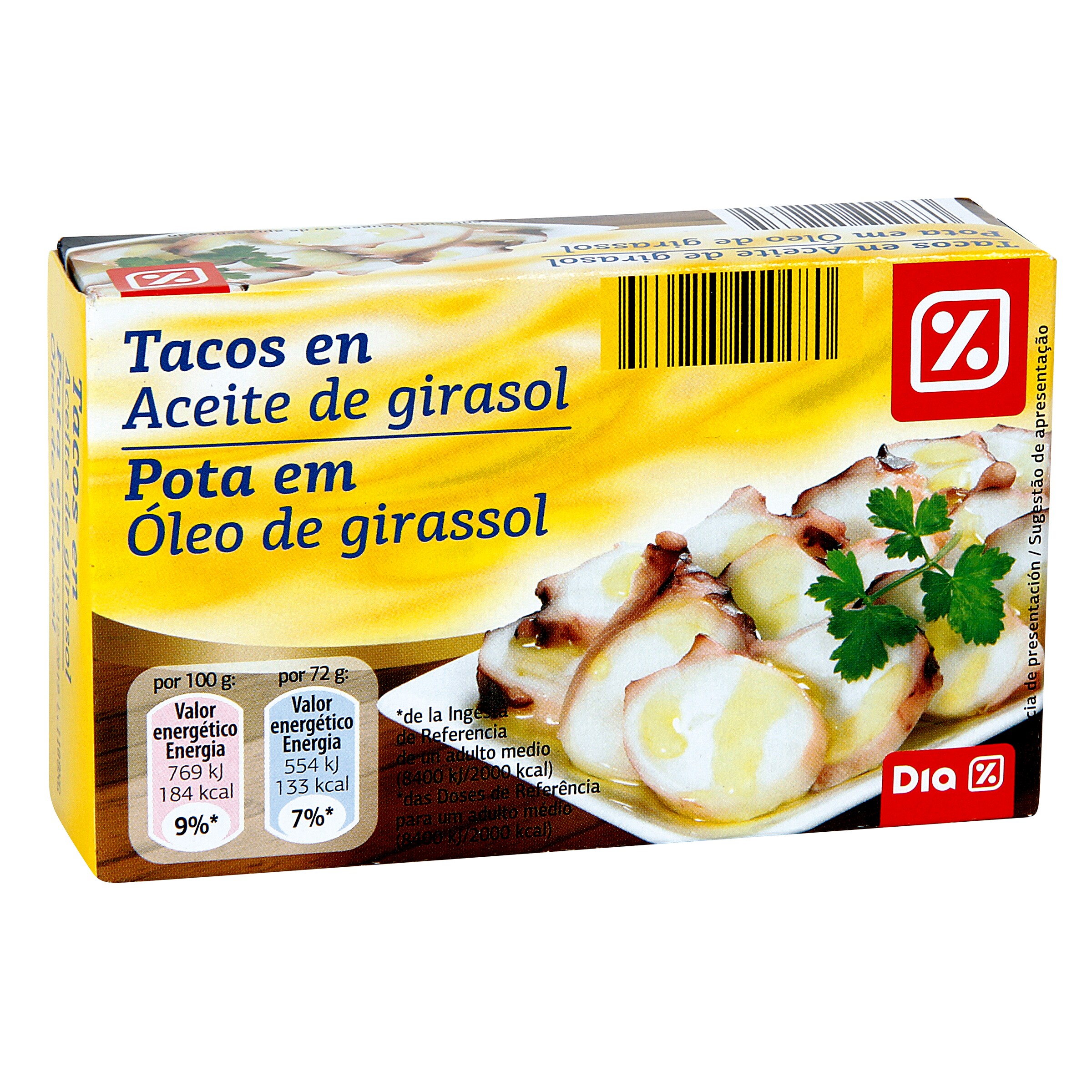 DIA tacos en aceite de girasol lata 72 g