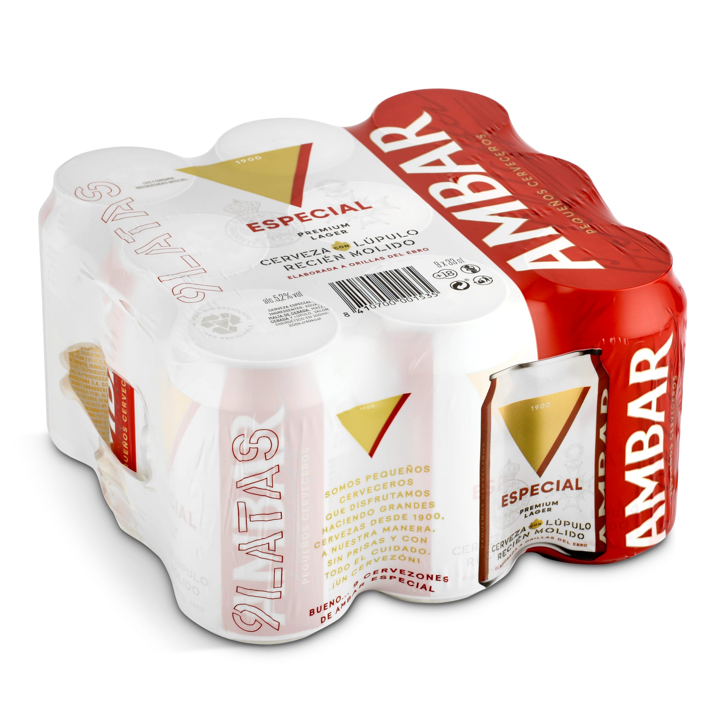 AMBAR cerveza especial pack 9 latas 33 cl