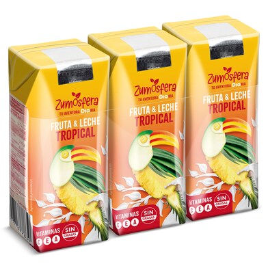 Bebida de frutas con leche tropical Zumosfera de Dia brik 3 x 330 ml-0