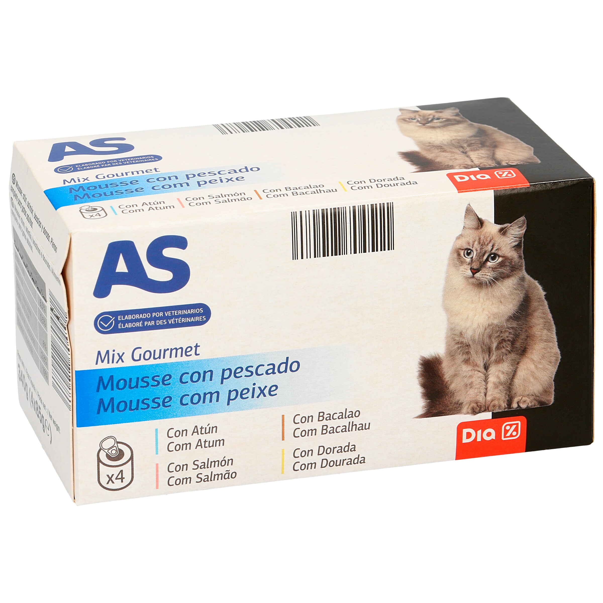 AS alimento para gatos gourmet mix pescado pack 4 x 85 gr
